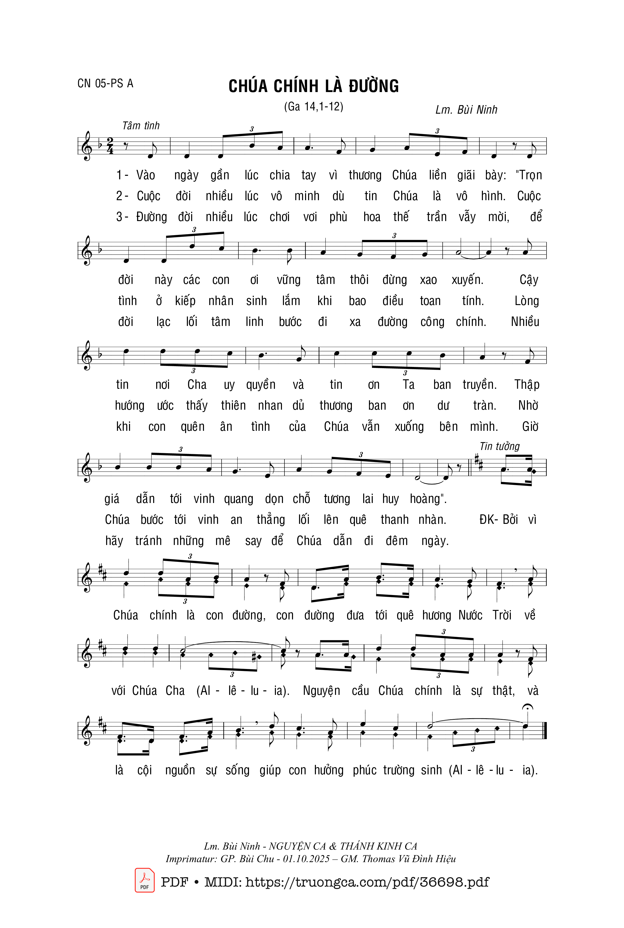 Page 1 of Sheet music PDF Chúa Chính Là Đường - Bùi Ninh
