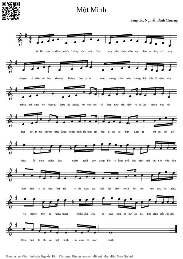 Page 1 of Sheet music PDF Một mình - Nguyễn Đình Chương