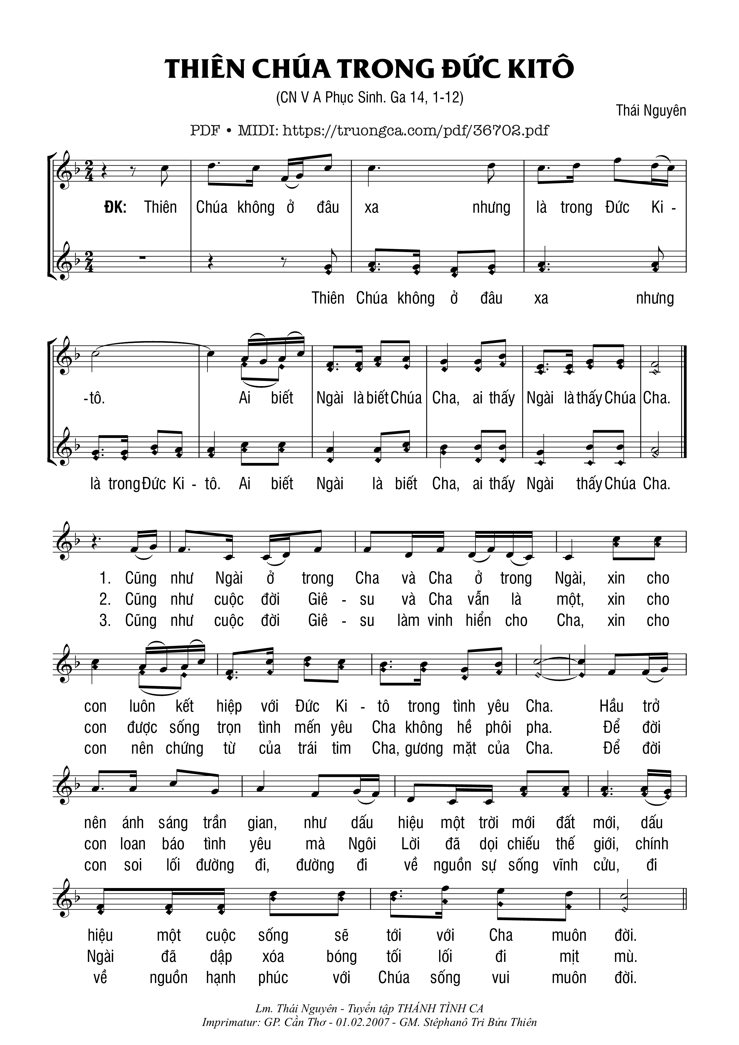 Page 1 of Sheet music PDF Thiên Chúa Trong Đức Kitô - Thái Nguyên