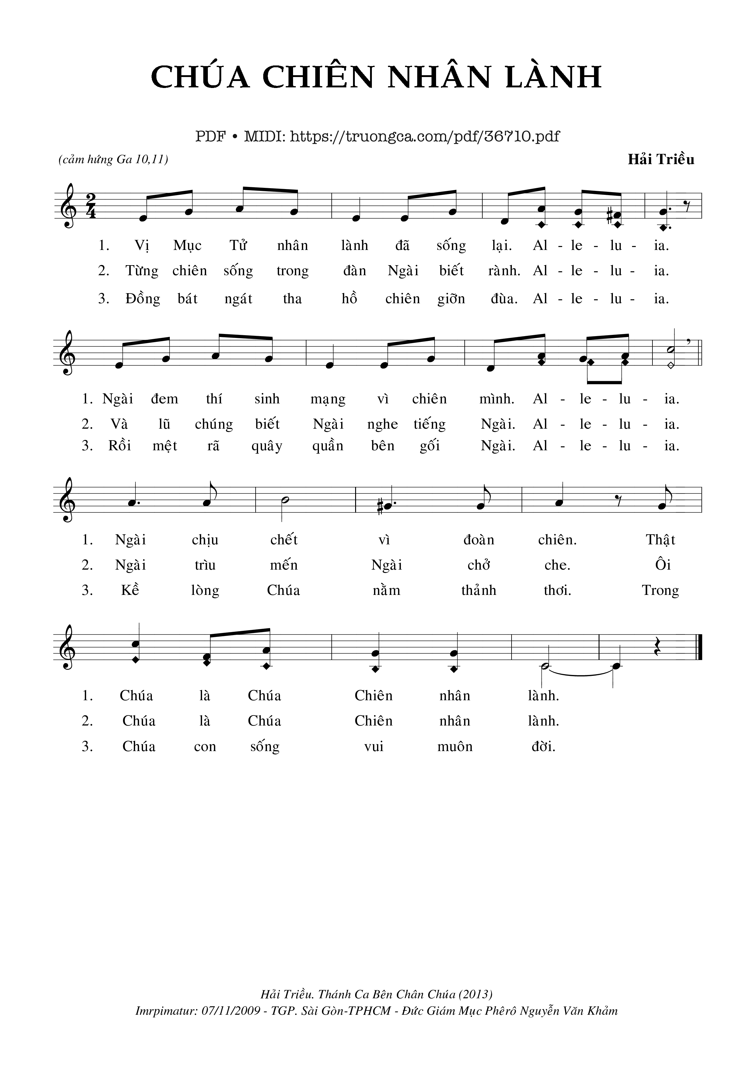 Page 1 of Sheet music PDF Chúa Chiên Nhân Lành - Hải Triều