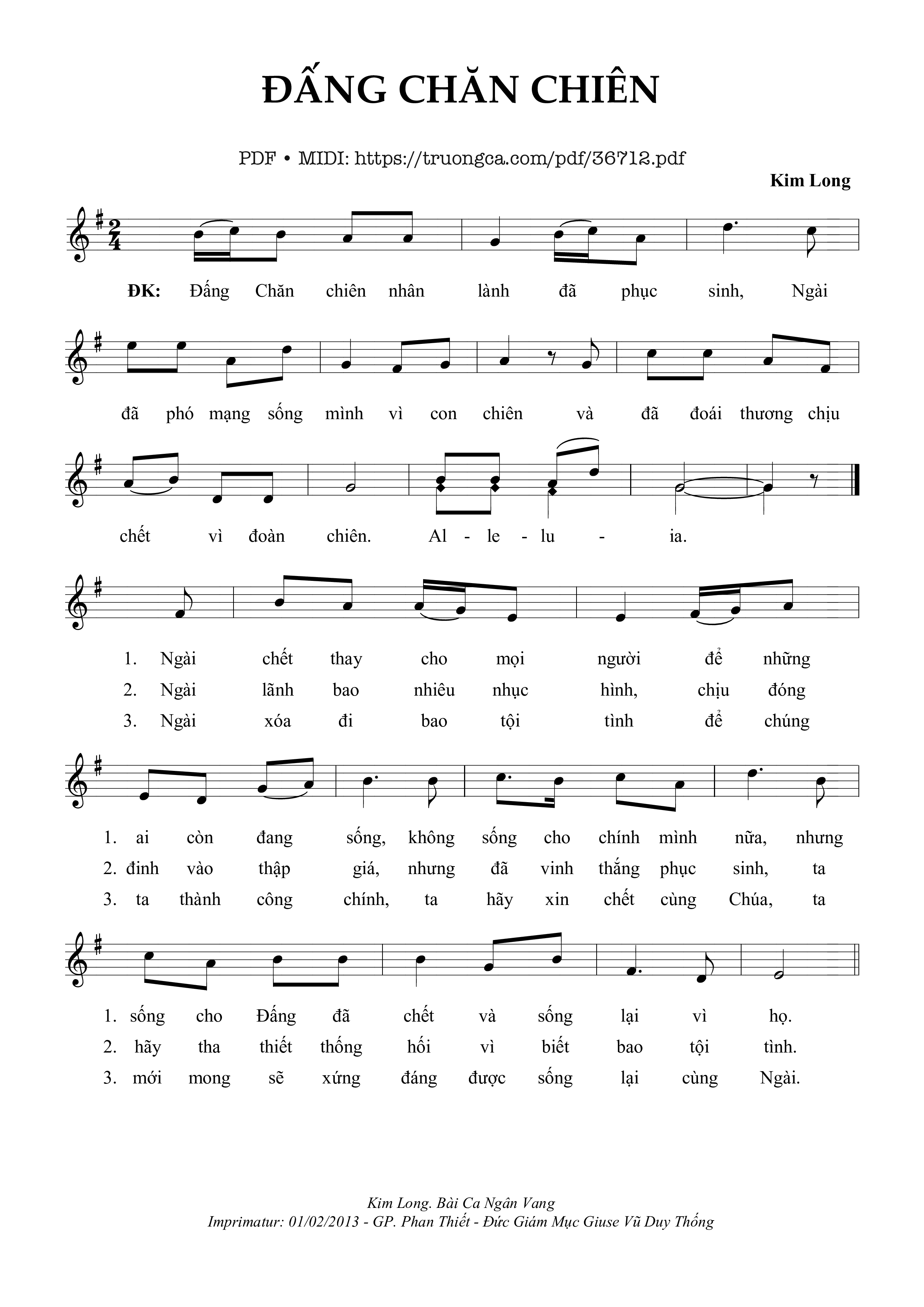 Page 1 of Sheet music PDF Đấng Chăn Chiên - Kim Long