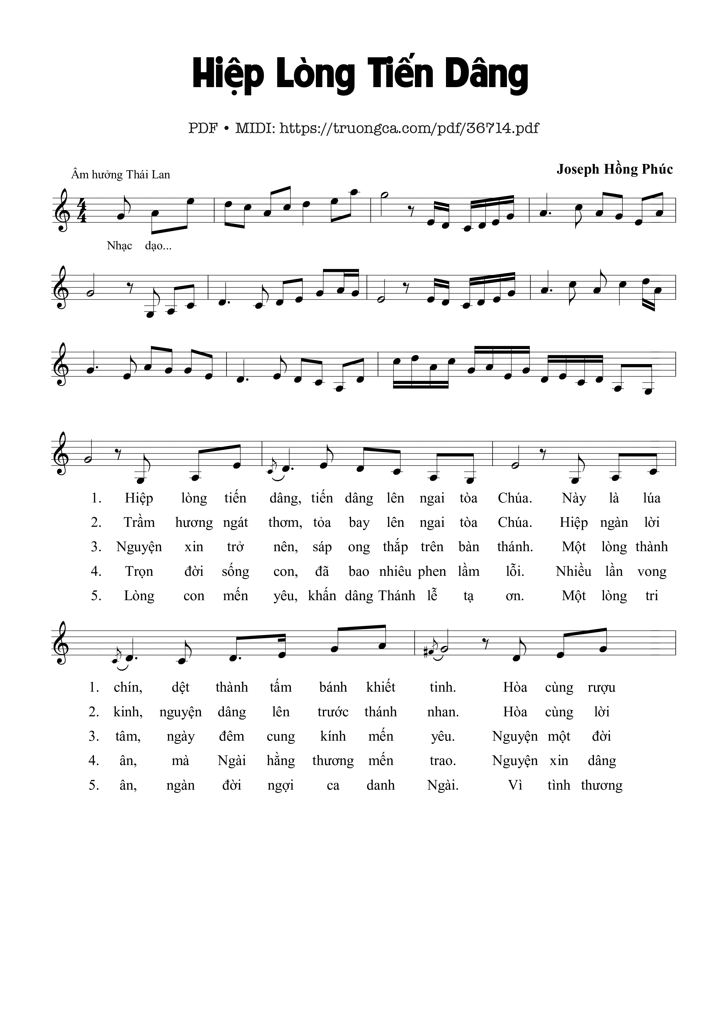 Page 1 of Sheet music PDF Hiệp Lòng Tiến Dâng - Joshep Hồng Phúc
