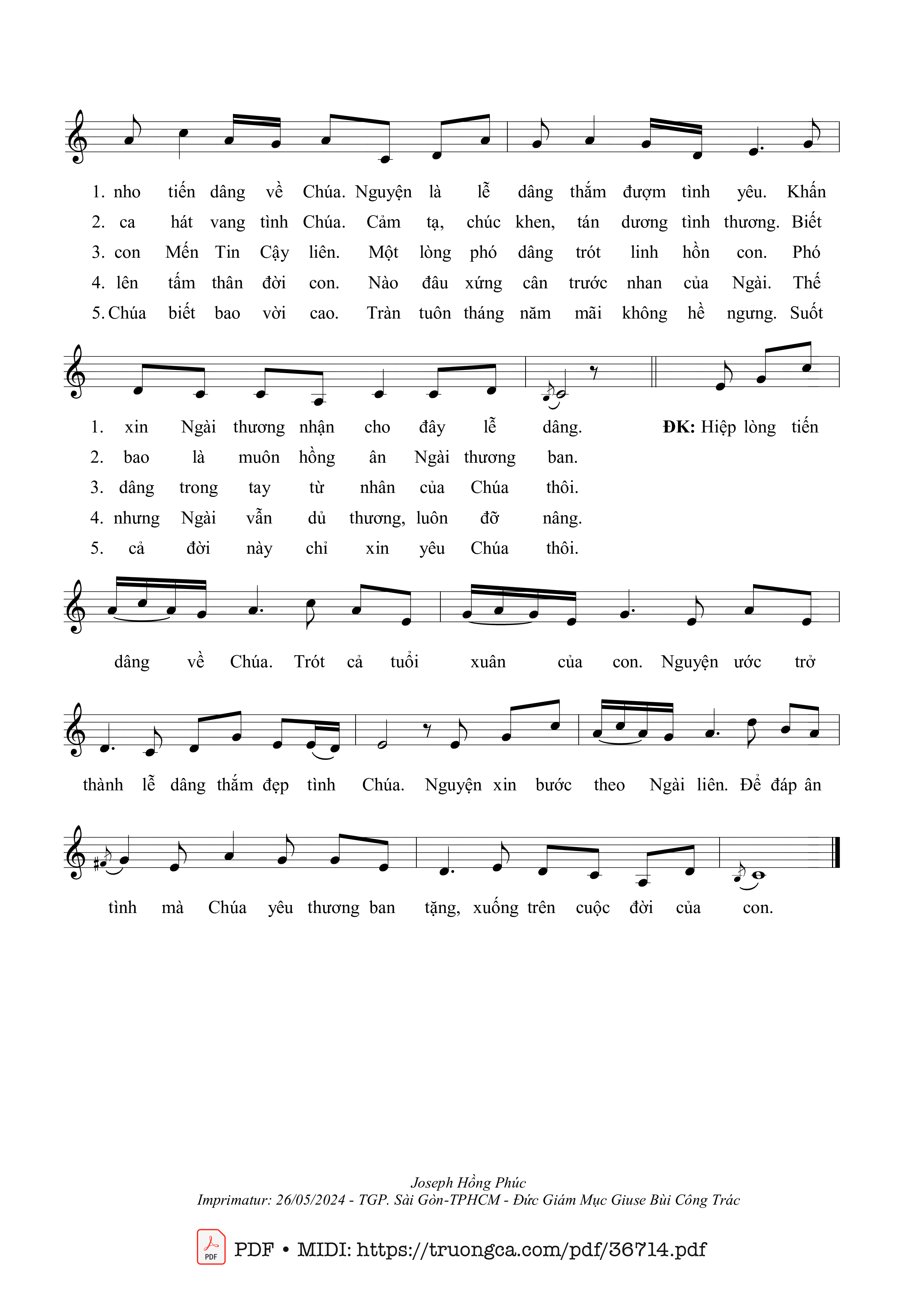 Page 2 of Sheet music PDF Hiệp Lòng Tiến Dâng - Joshep Hồng Phúc