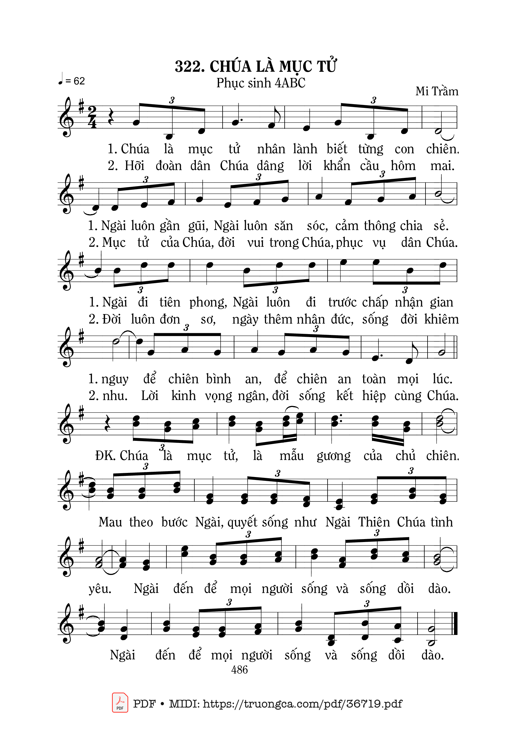 Page 1 of Sheet music PDF Chúa Là Mục Tử - Mi Trầm