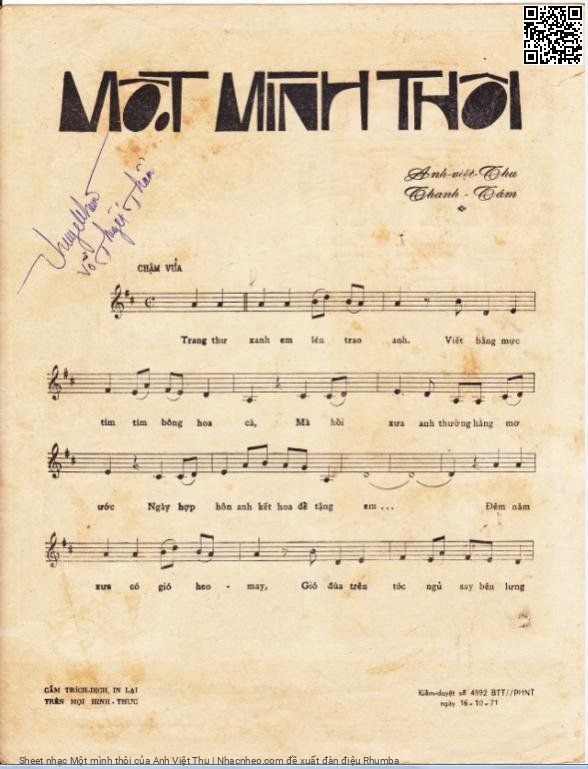 Page 2 of Sheet music PDF Một mình thôi - Anh Việt Thu