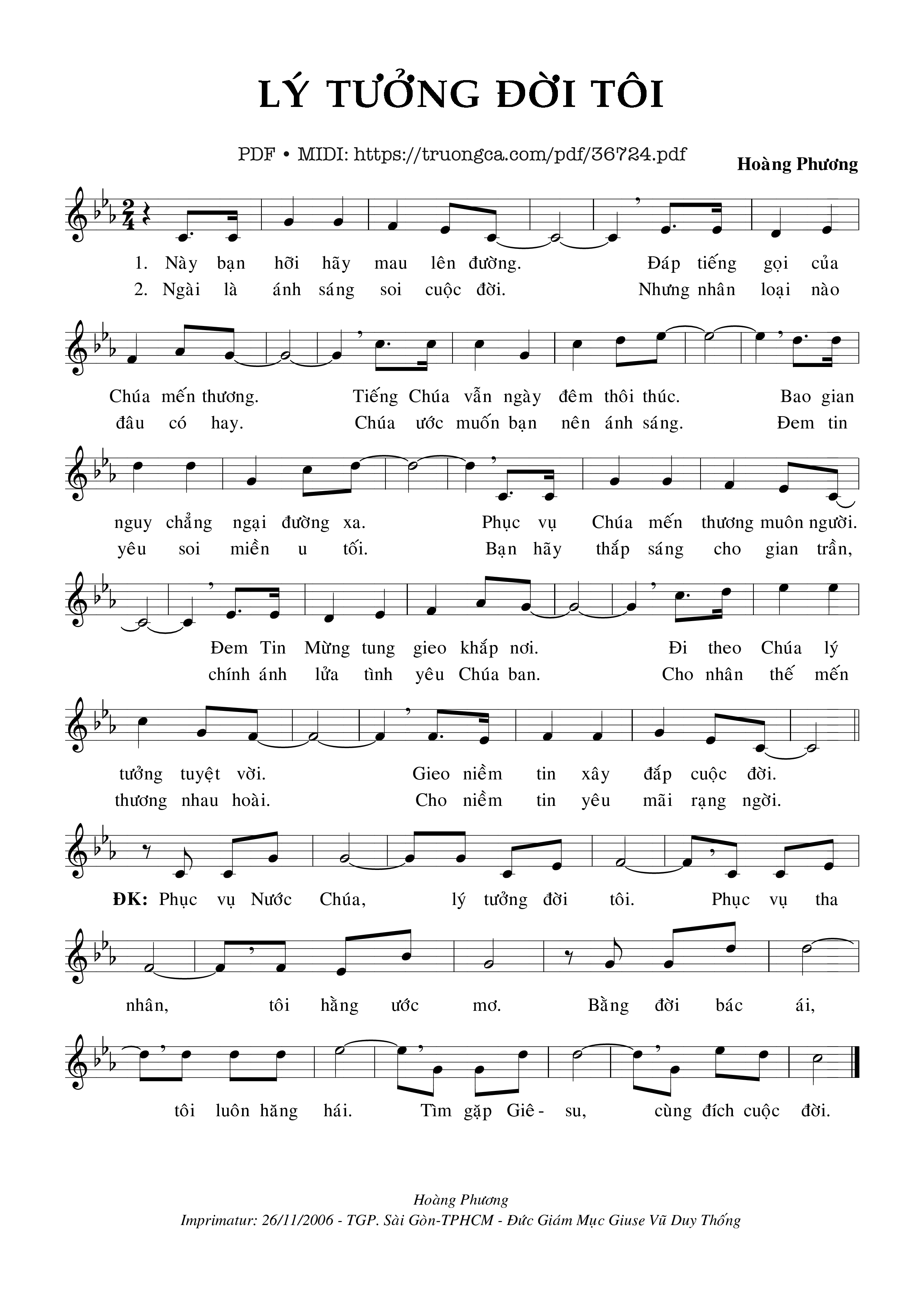 Page 1 of Sheet music PDF Lý Tưởng Đời Tôi - Hoàng Phương
