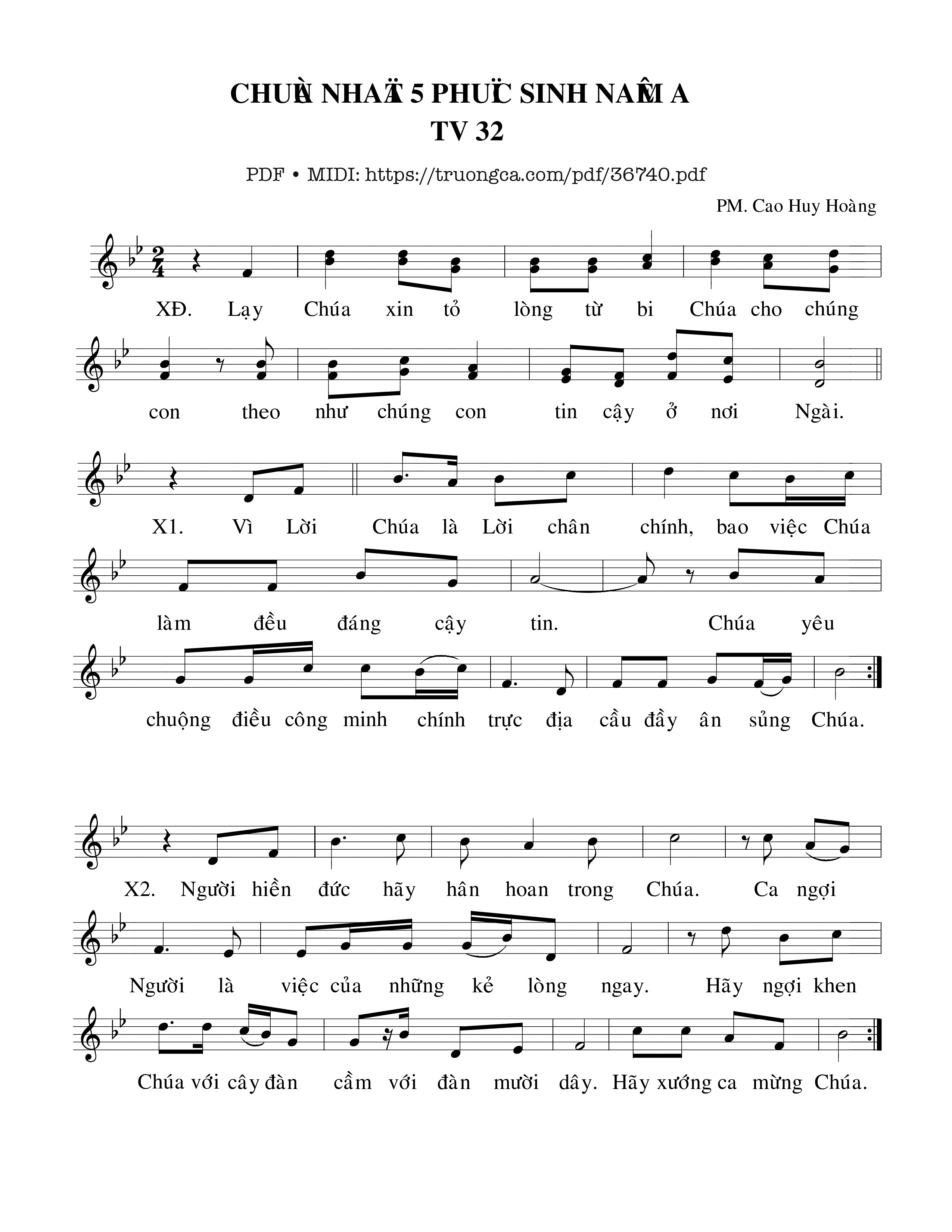 Page 1 of Sheet music PDF Thánh Vịnh 32, Chúa Nhật 5A Phục Sinh - Cao Huy Hoàng