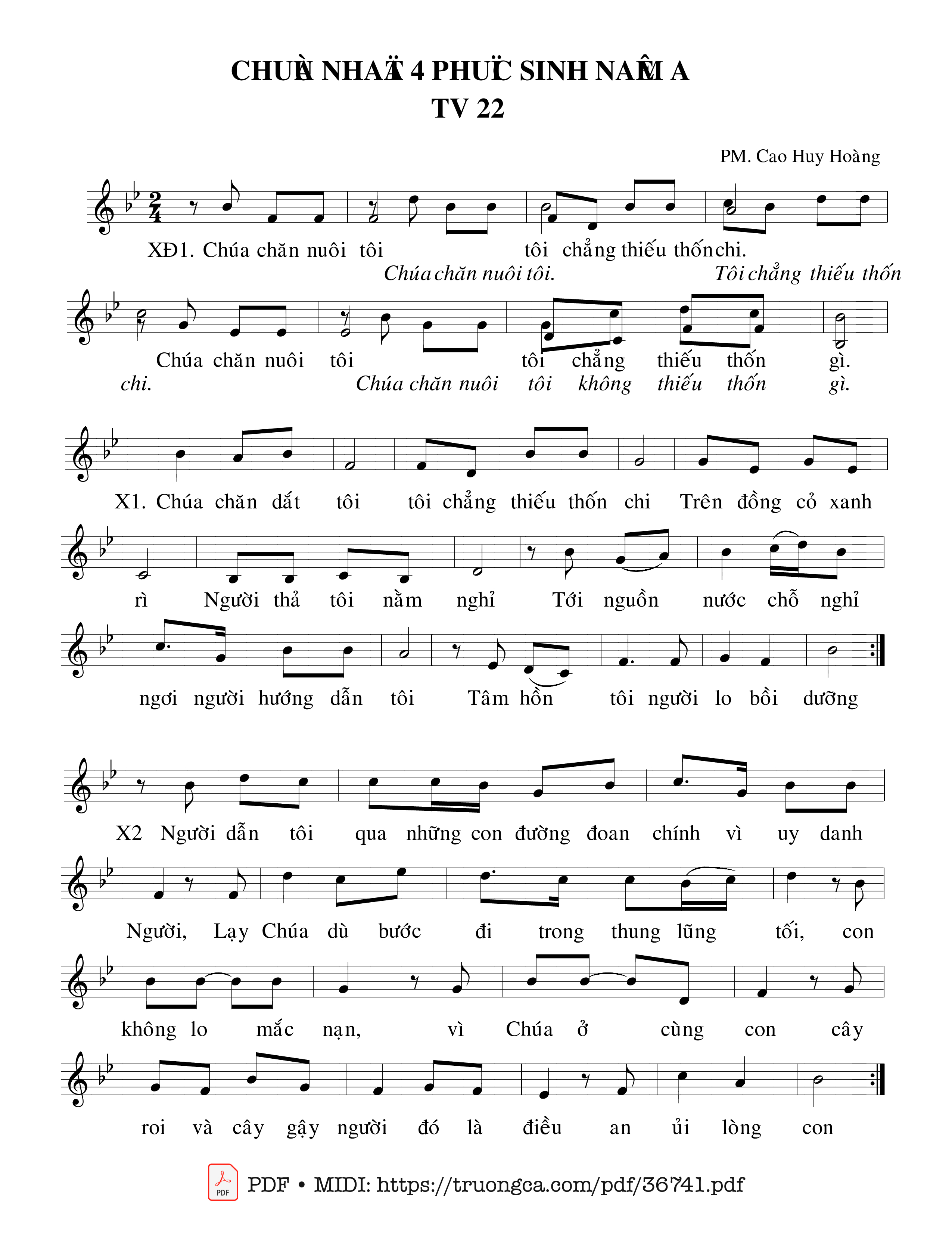 Page 1 of Sheet music PDF Thánh Vịnh 22, Chúa Nhật 4A Phục Sinh - Cao Huy Hoàng