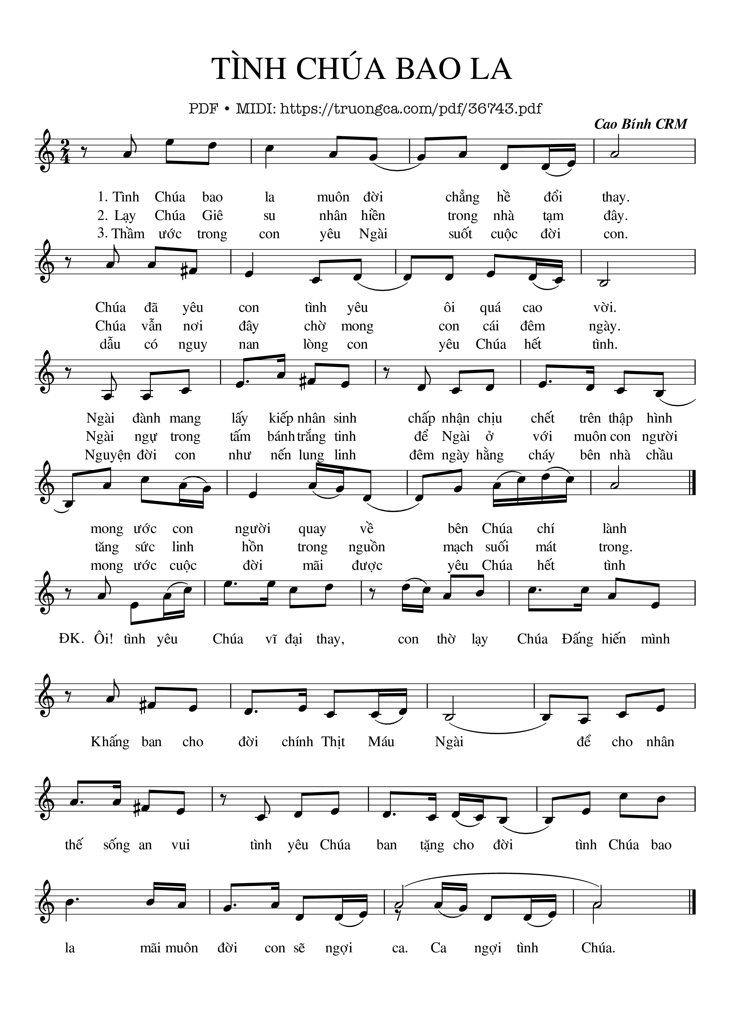 Page 1 of Sheet music PDF Tình Chúa Bao La - Cao Bính Crm