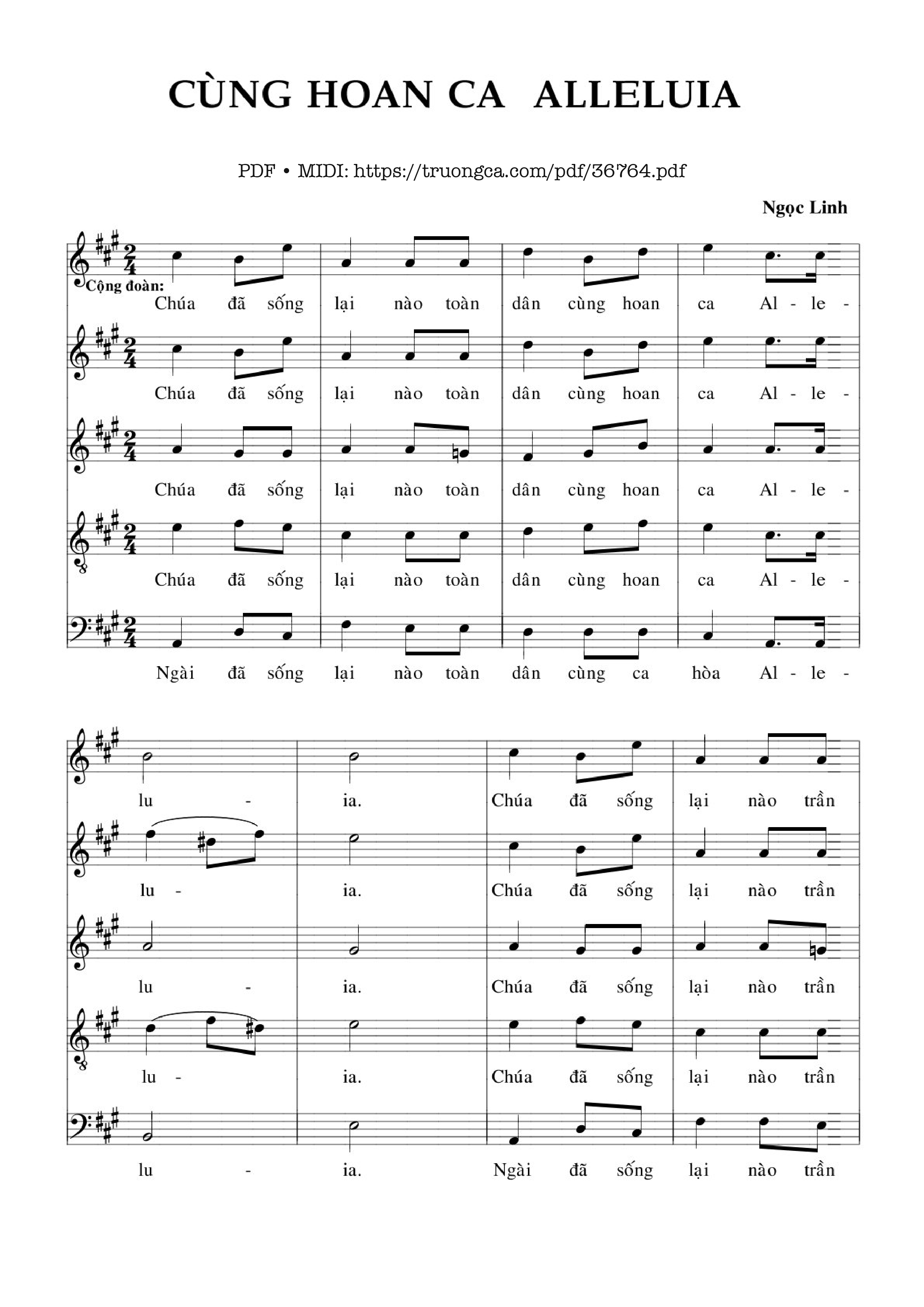 Page 1 of Sheet music PDF Cùng Hoan Ca Alleluia - Ngọc Linh