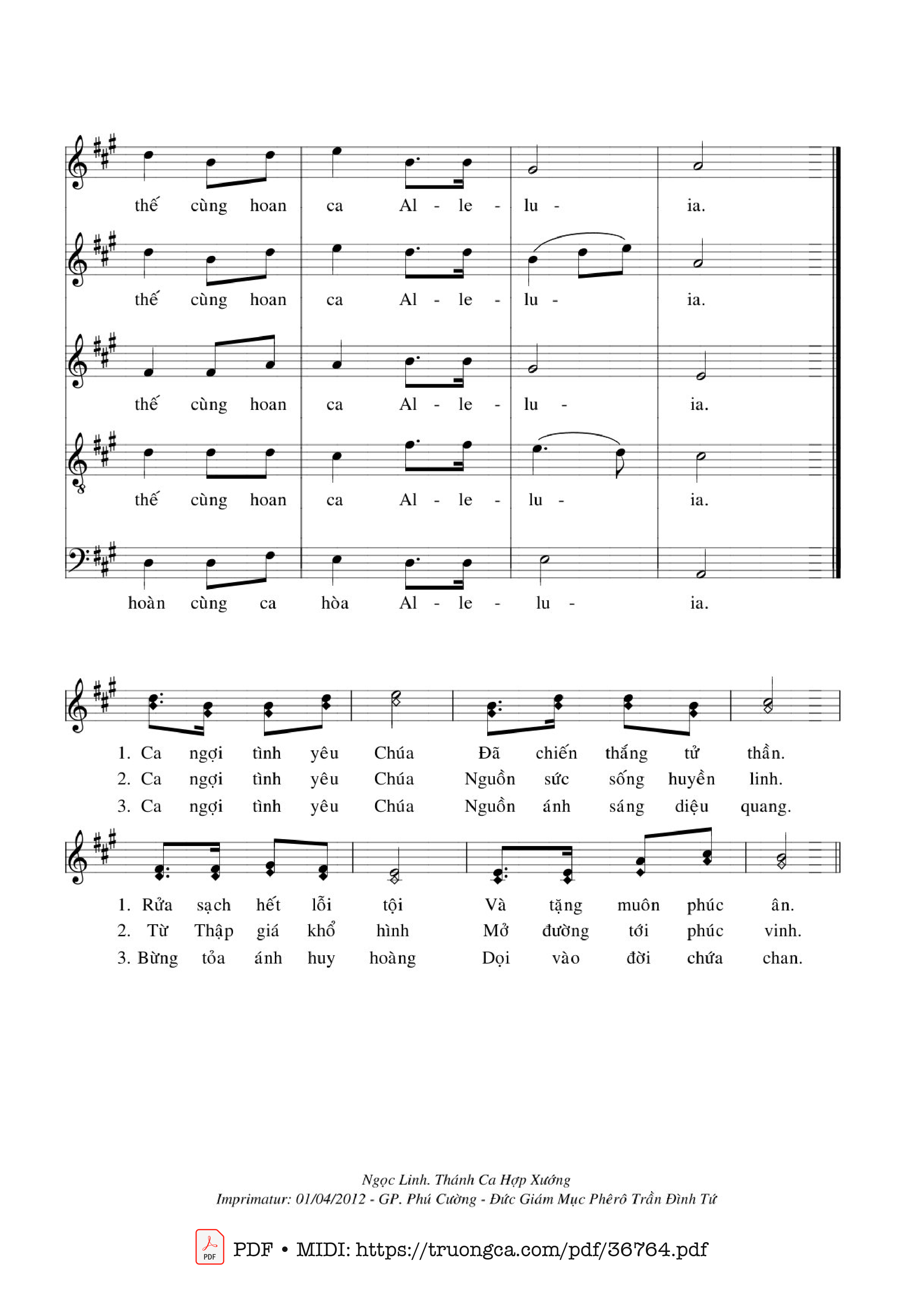 Page 2 of Sheet music PDF Cùng Hoan Ca Alleluia - Ngọc Linh