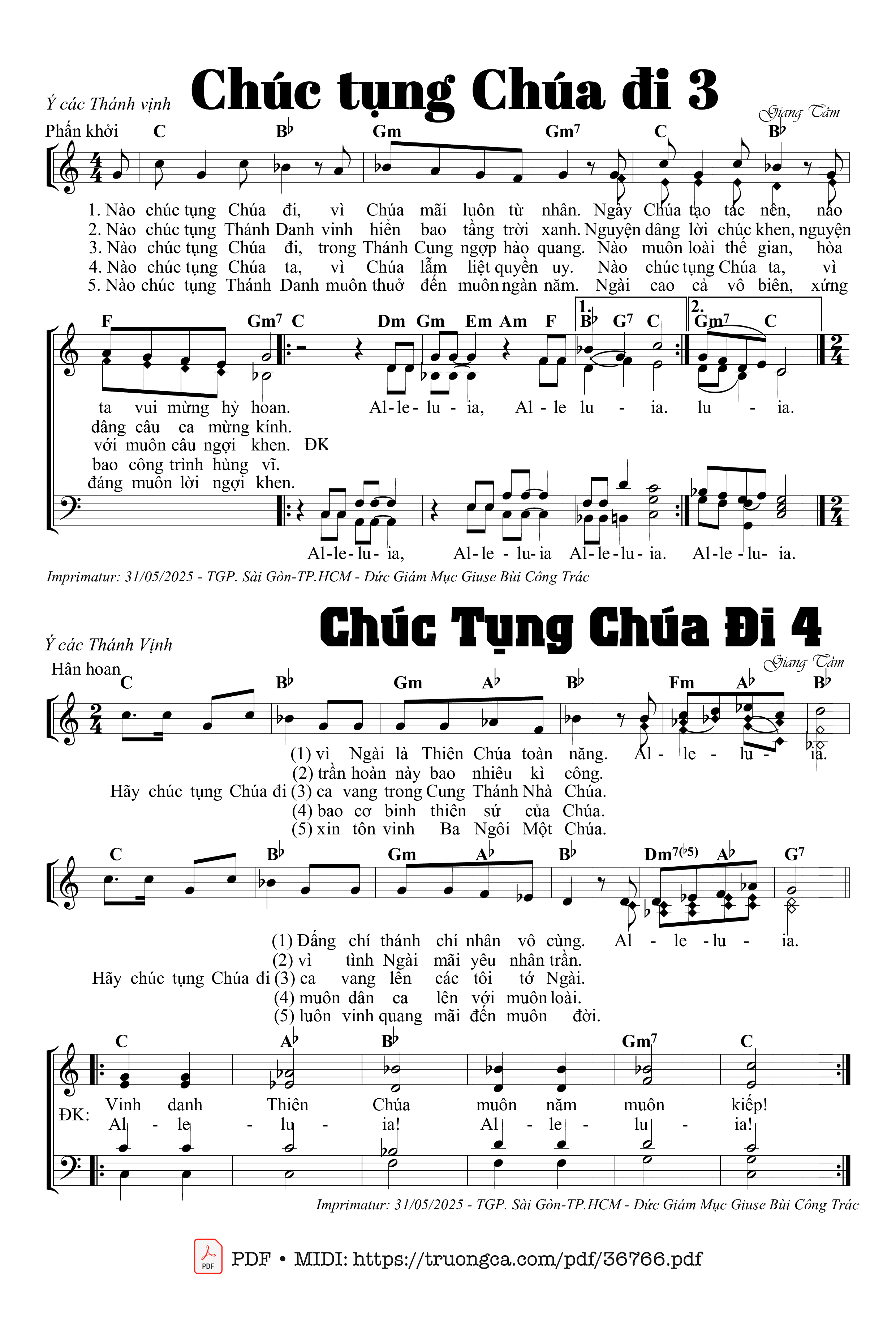 Page 1 of Sheet music PDF Chúc Tụng Chúa Đi 4 - Giang Tâm