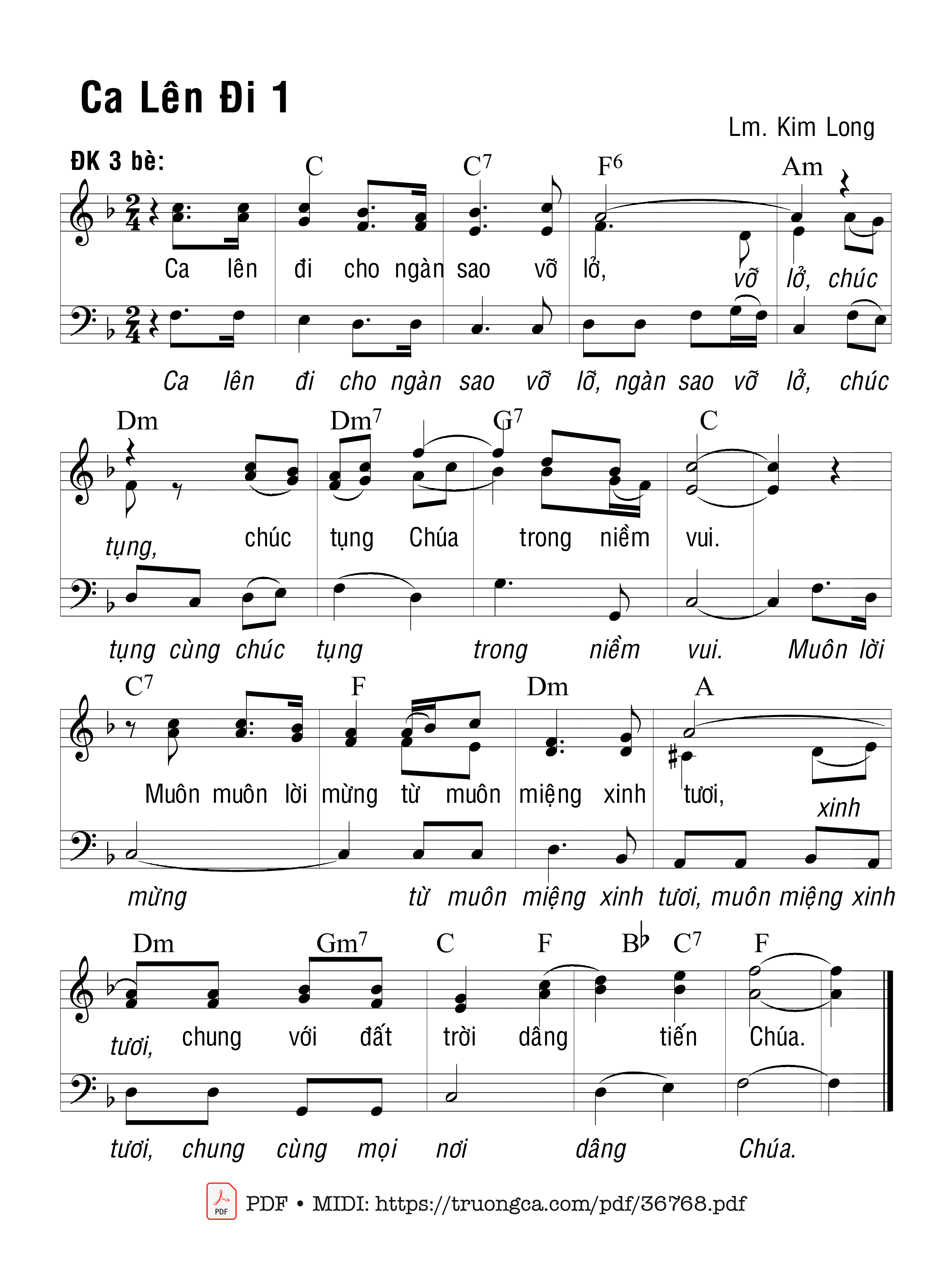 Page 1 of Sheet music PDF Ca Lên Đi 1 - Kim Long