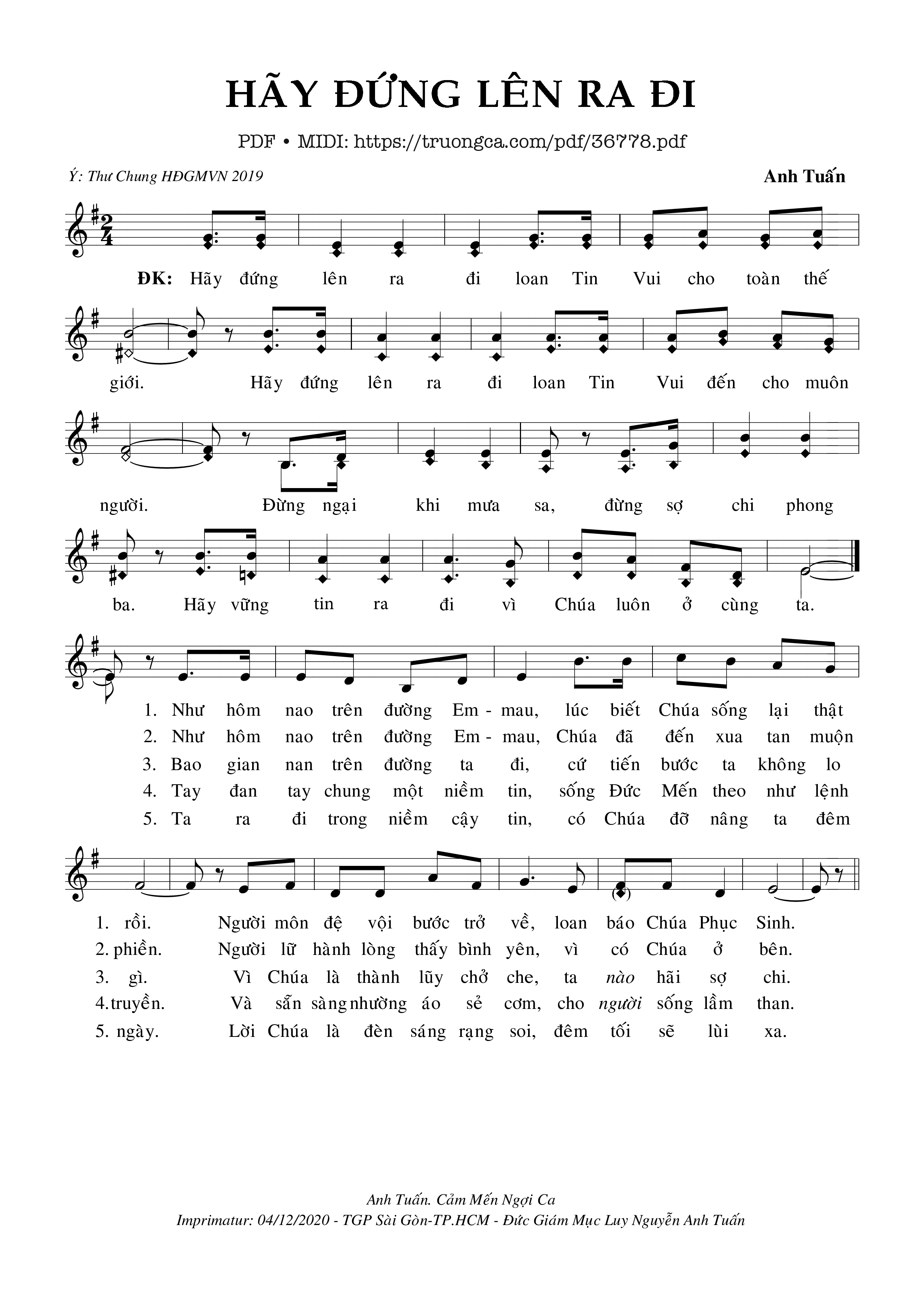 Page 1 of Sheet music PDF Hãy Đứng Lên Ra Đi - Anh Tuấn