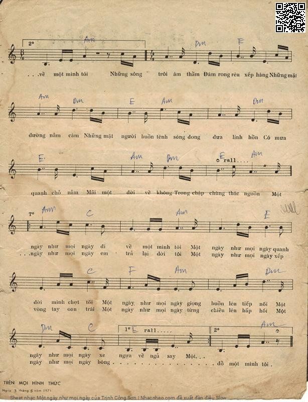 Page 3 of Sheet music PDF Một ngày như mọi ngày - Trịnh Công Sơn