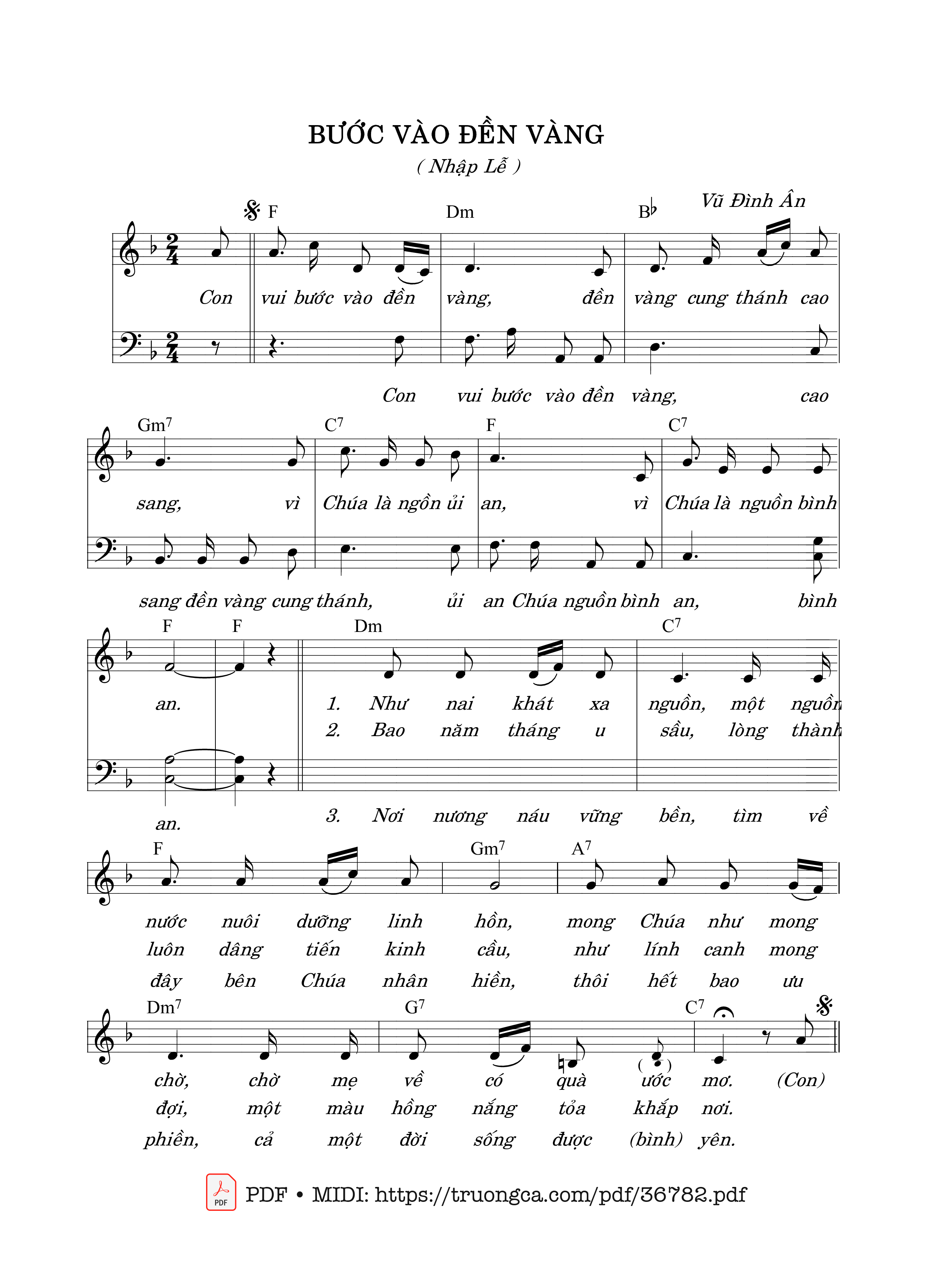 Page 1 of Sheet music PDF Bước Vào Đền Vàng - Vũ Đình Ân