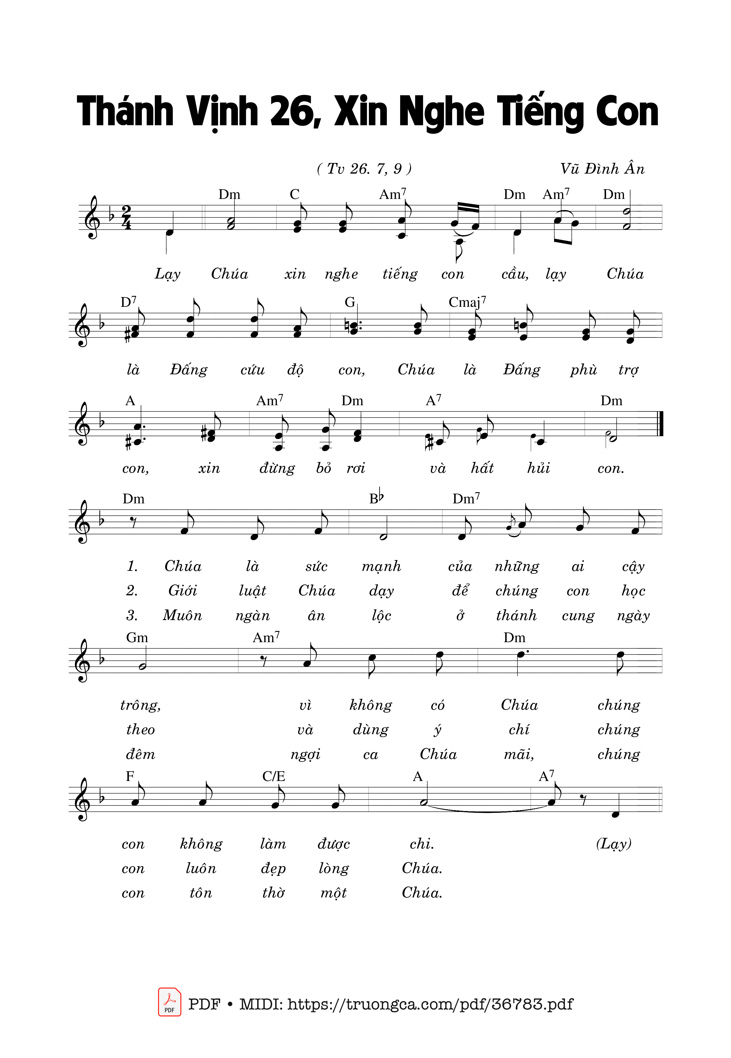 Page 1 of Sheet music PDF Thánh Vịnh 26, Xin Nghe Tiếng Con - Vũ Đình Ân