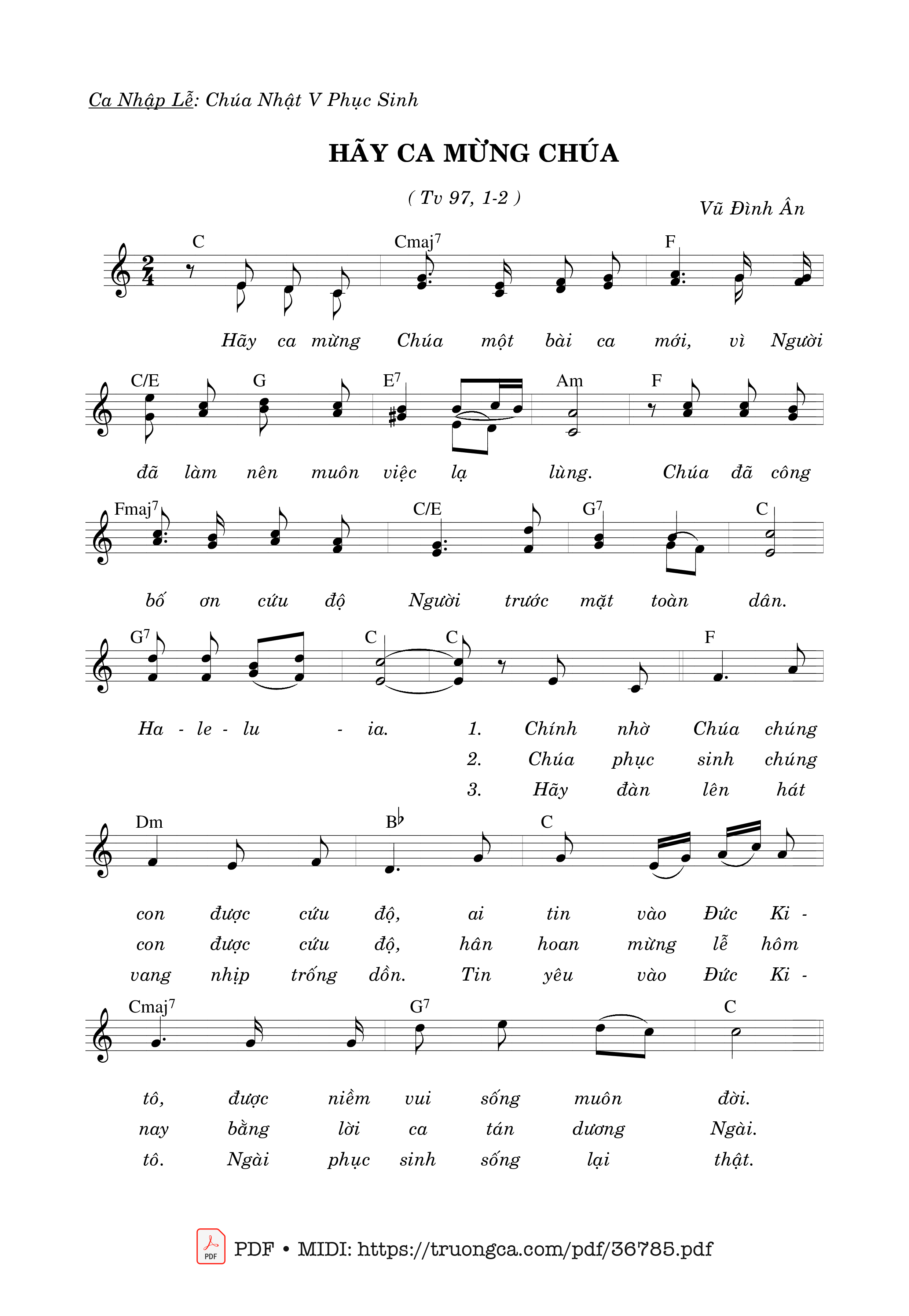 Page 1 of Sheet music PDF Thánh Vịnh 97, Hãy Ca Mừng Chúa - Vũ Đình Ân