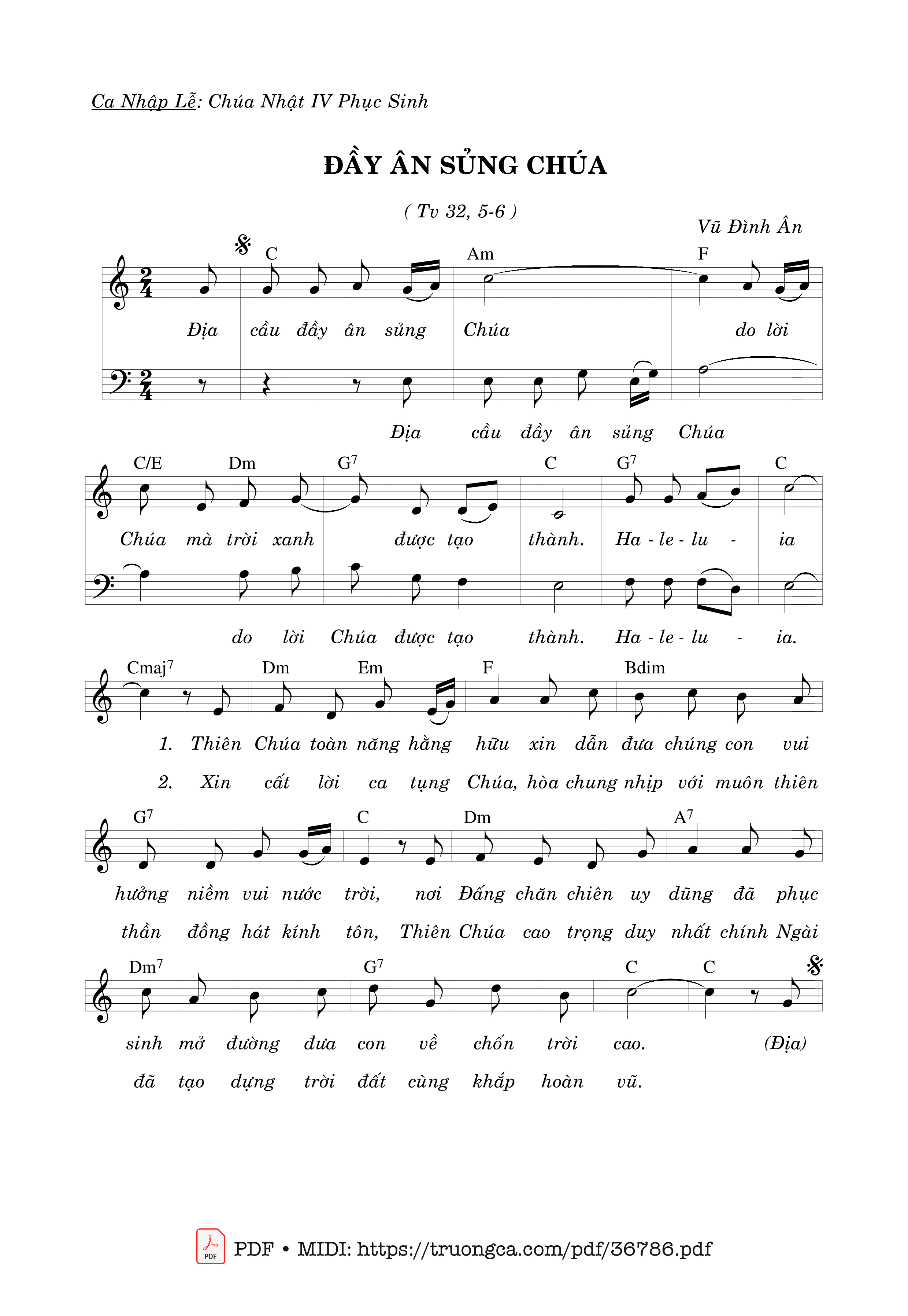 Page 1 of Sheet music PDF Thánh Vịnh 32, Đầy Ân Sủng Chúa - Vũ Đình Ân