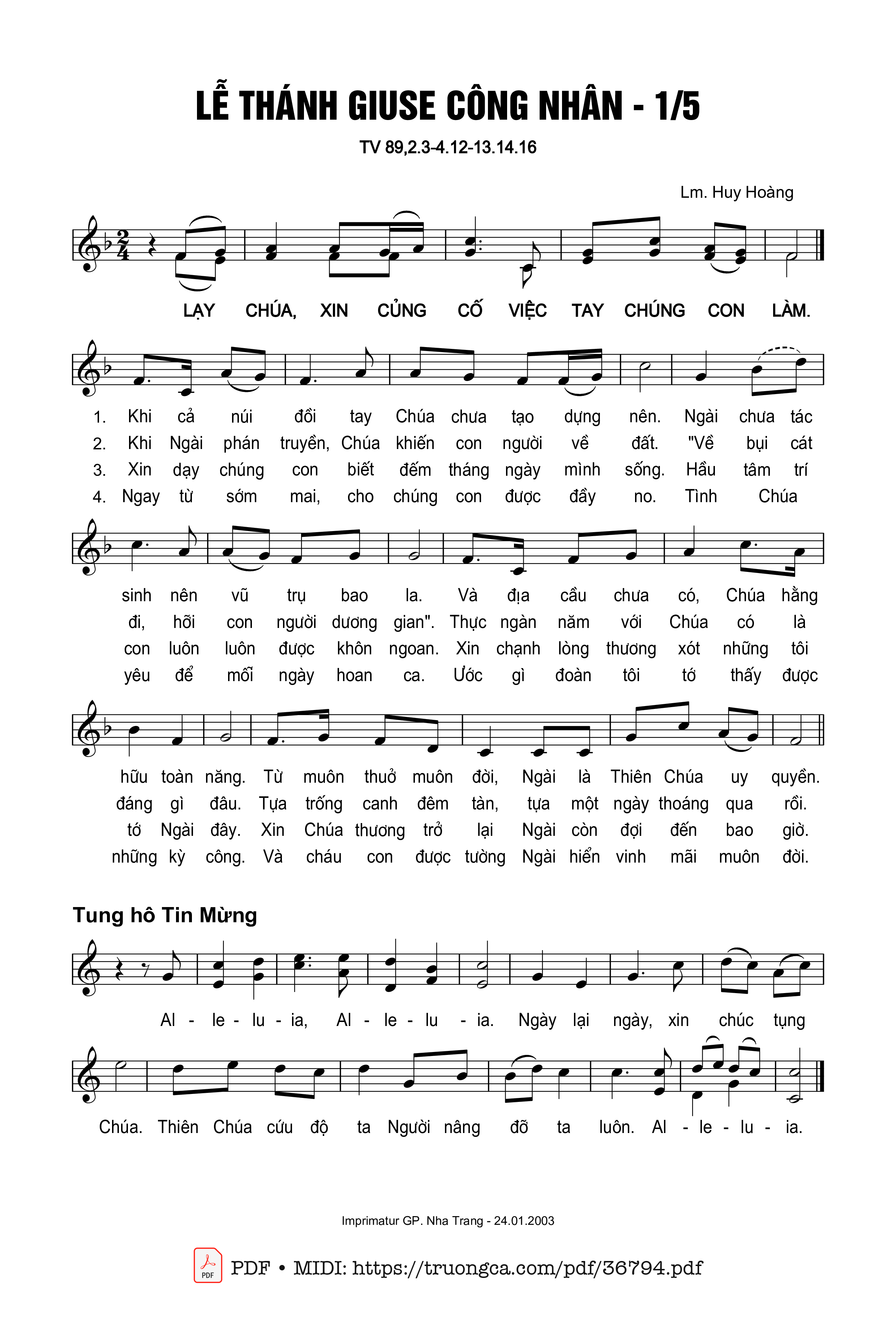 Page 1 of Sheet music PDF Thánh Vịnh 89, Lễ Thánh Giuse Thợ - Huy Hoàng