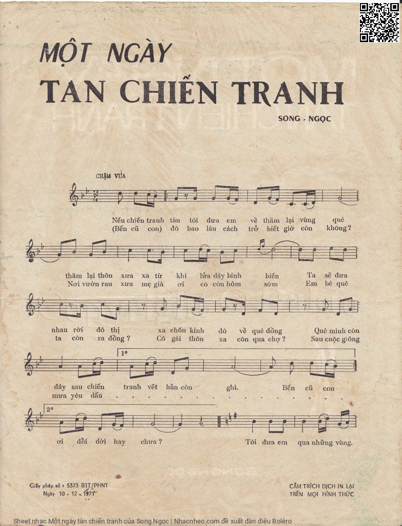 Page 2 of Sheet music PDF Một ngày tàn chiến tranh - Song Ngọc