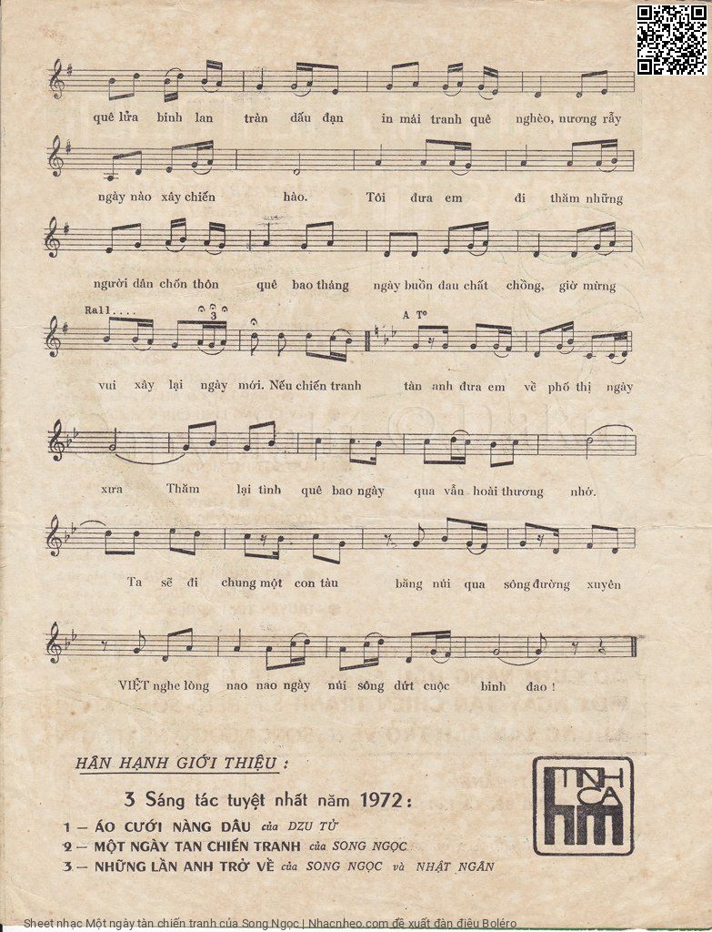 Page 3 of Sheet music PDF Một ngày tàn chiến tranh - Song Ngọc