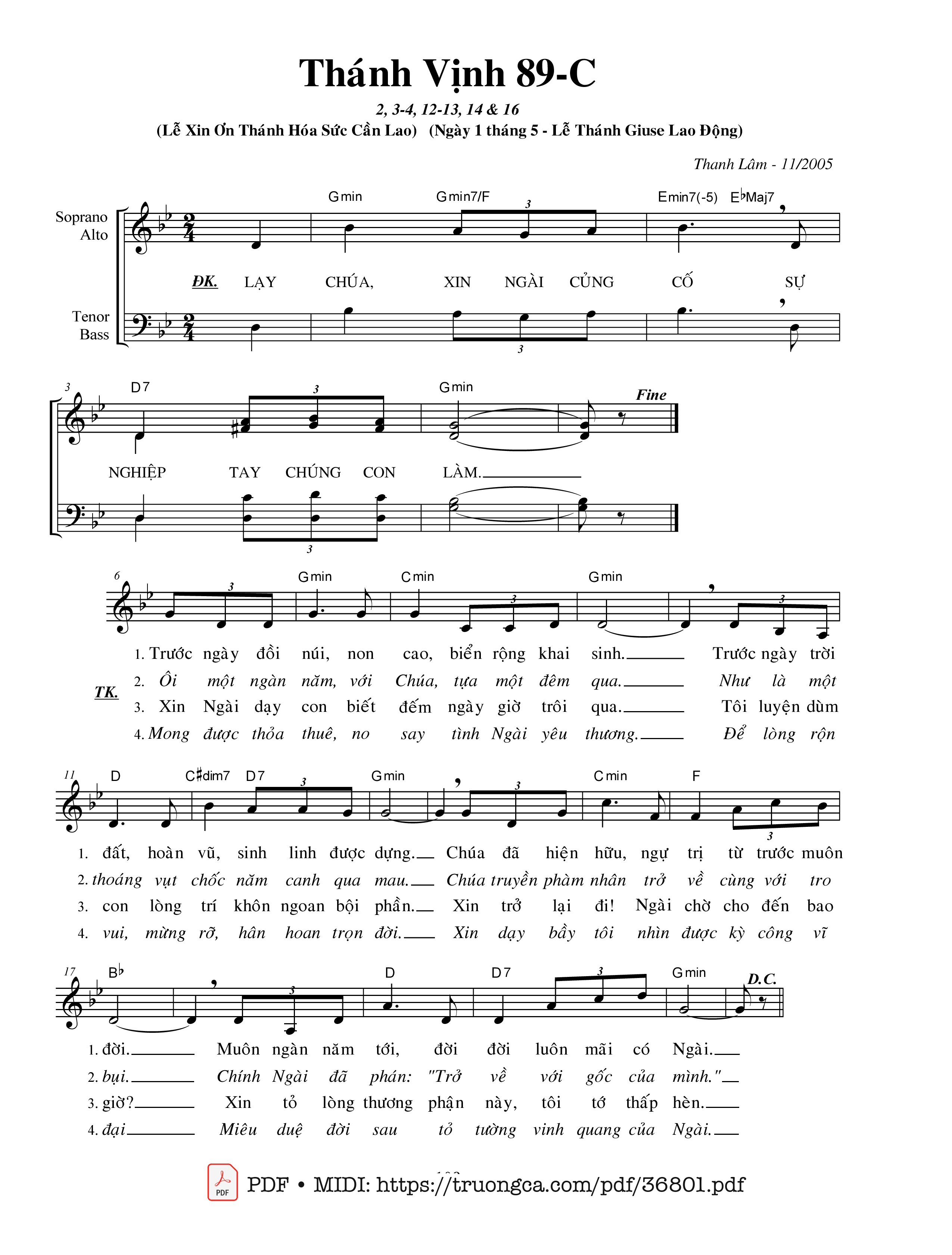 Page 1 of Sheet music PDF Thánh Vịnh 89, Lễ Thánh Giuse Lao Động - Thanh Lâm