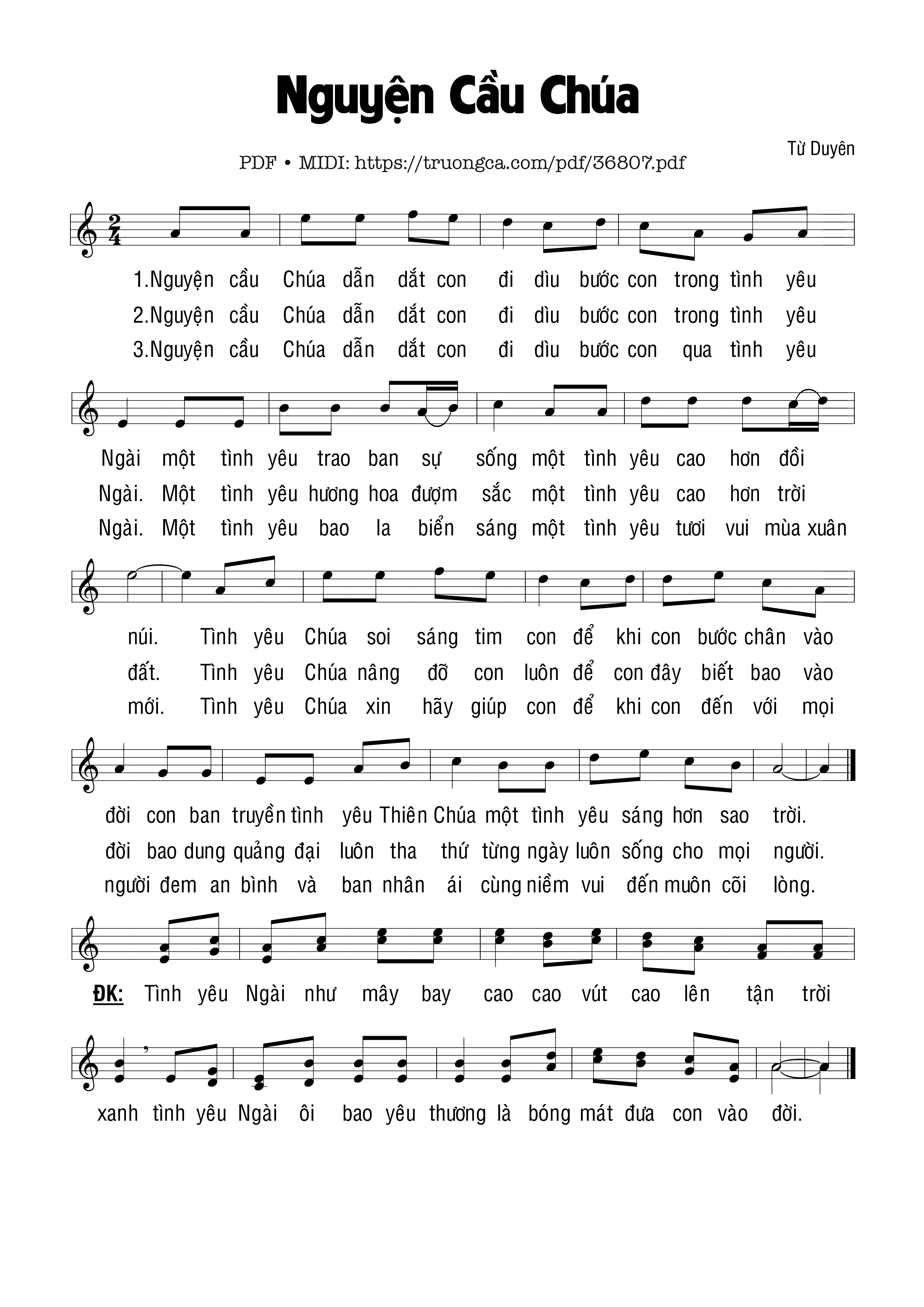 Page 1 of Sheet music PDF Nguyện Cầu Chúa - Từ Duyên