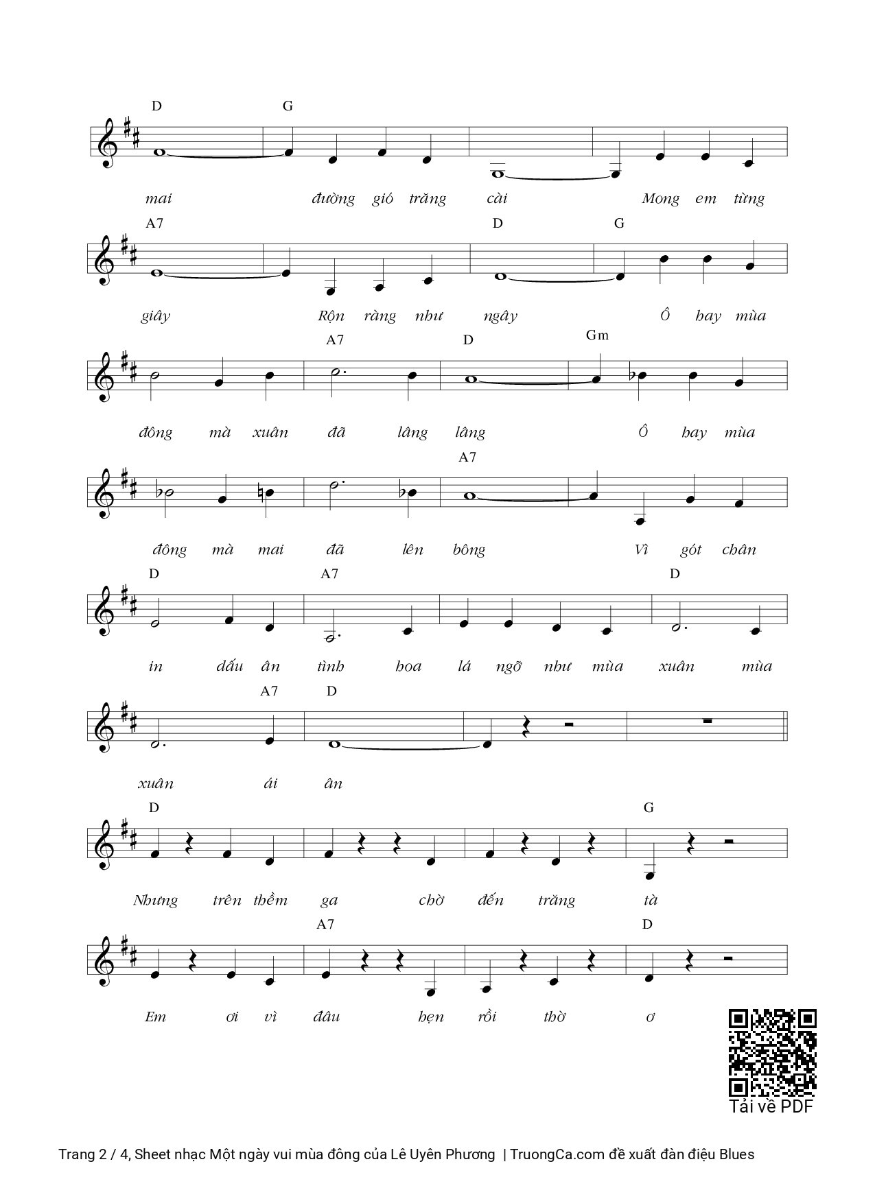 Page 2 of Sheet music PDF Một ngày vui mùa đông - Lê Uyên Phương