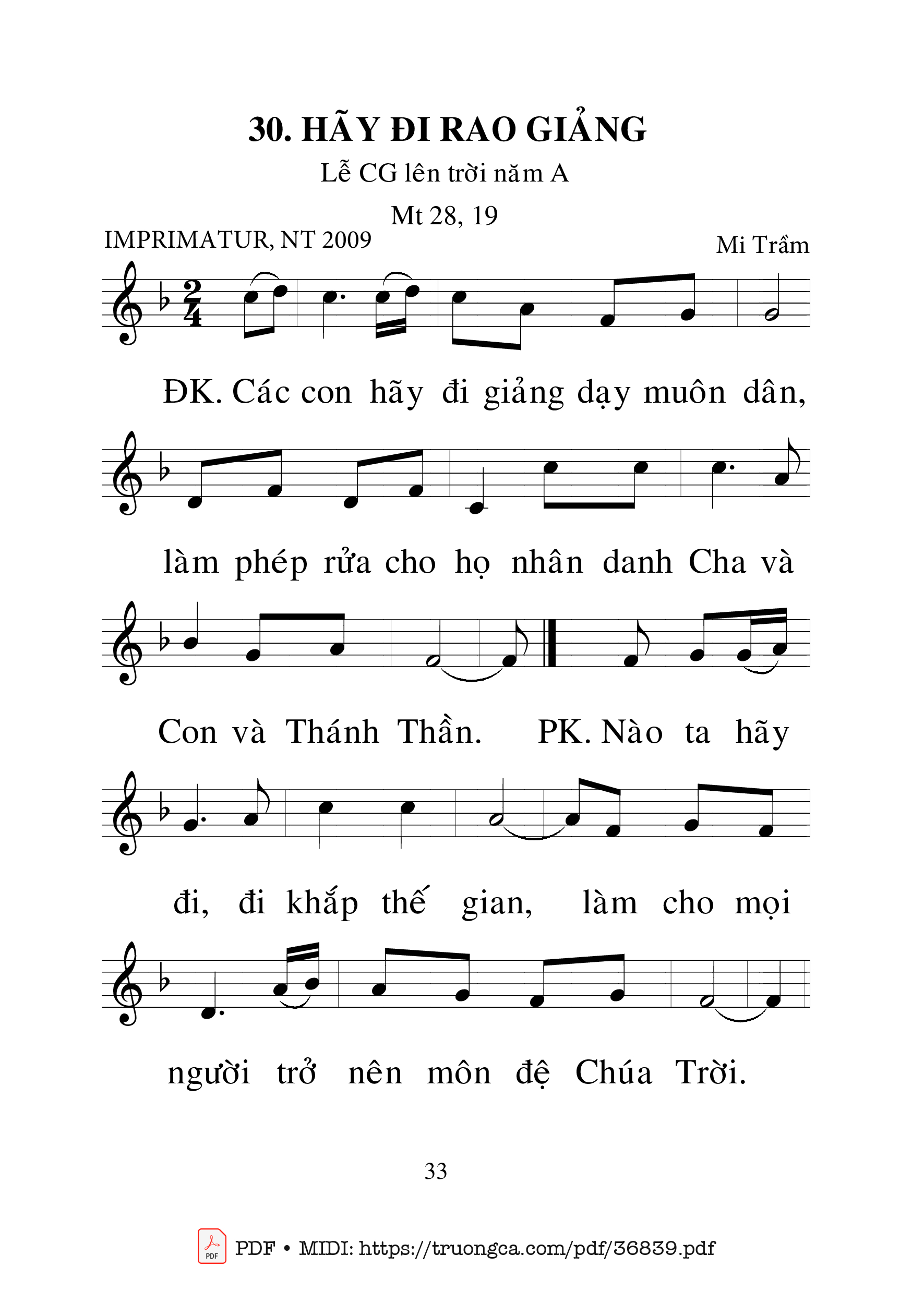 Page 1 of Sheet music PDF Hãy Đi Rao Giảng (Bclc - Mi Trầm