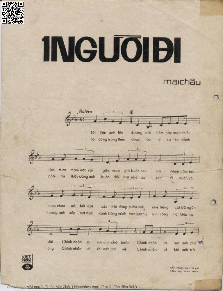 Page 2 of Sheet music PDF Một người đi - Mai Châu