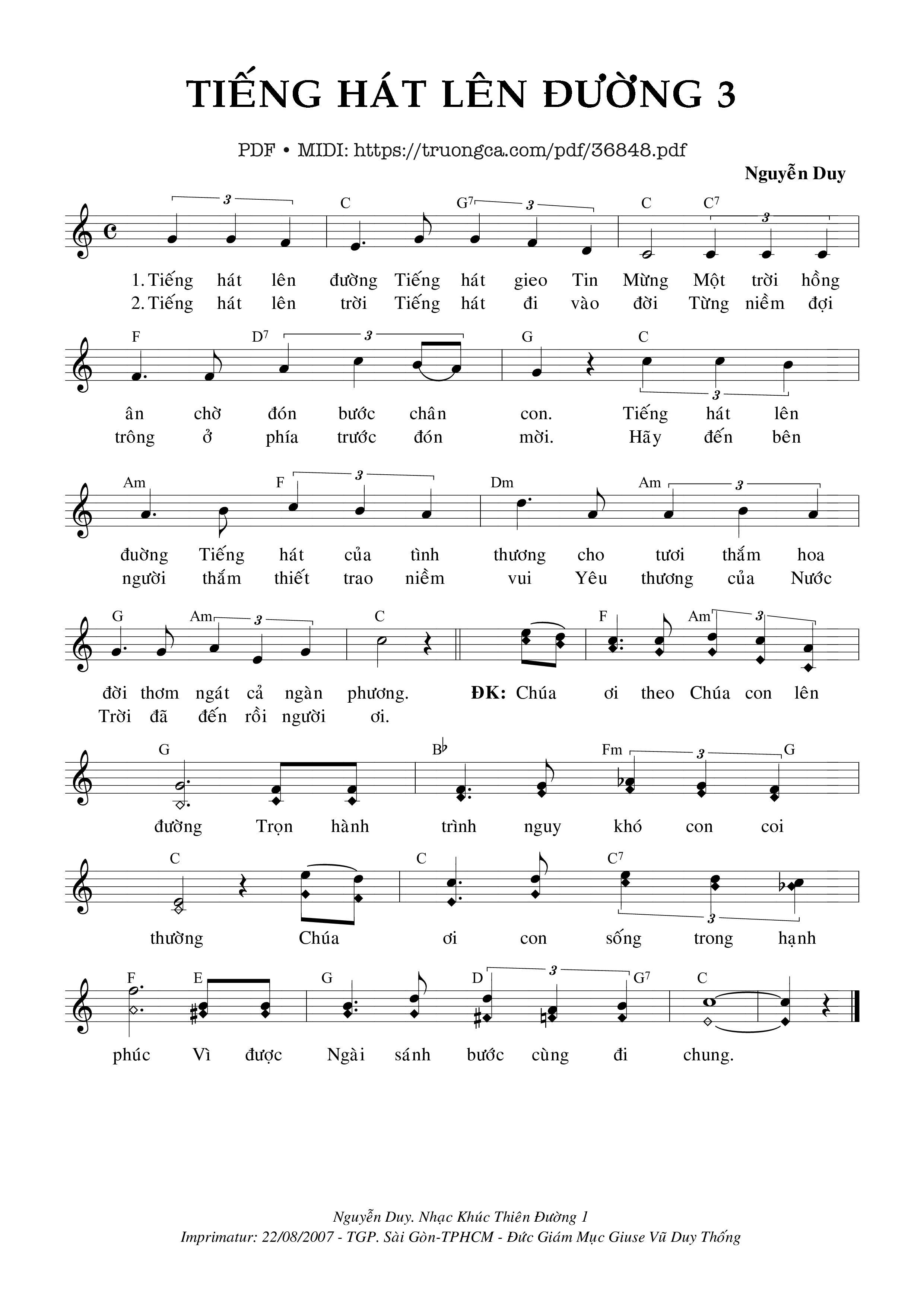Page 1 of Sheet music PDF Tiếng Hát Lên Đường 3 - Nguyễn Duy