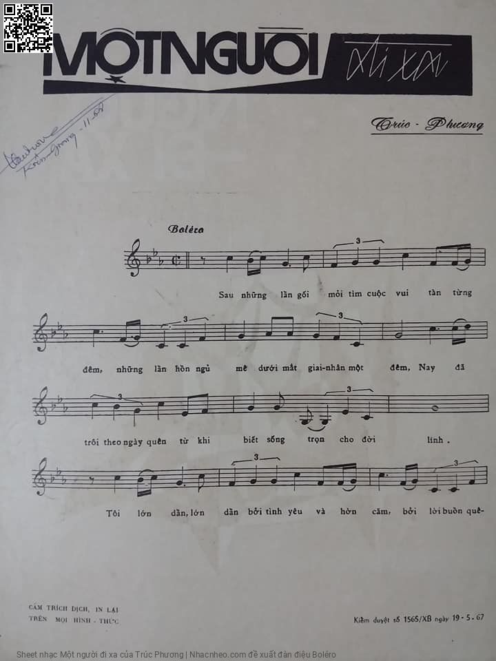 Page 3 of Sheet music PDF Một người đi xa - Trúc Phương