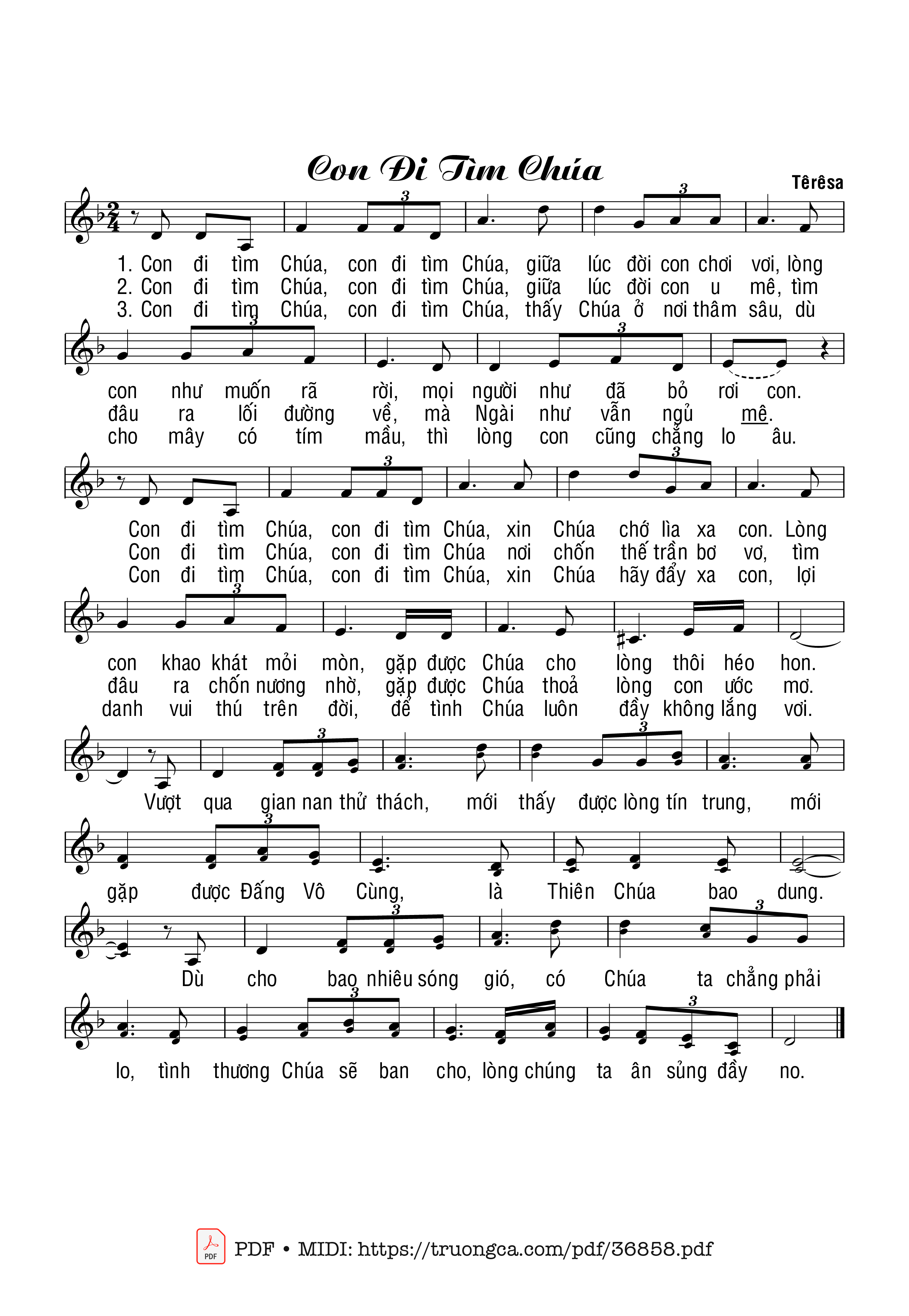 Page 1 of Sheet music PDF Con Đi Tìm Chúa -  Têrêsa