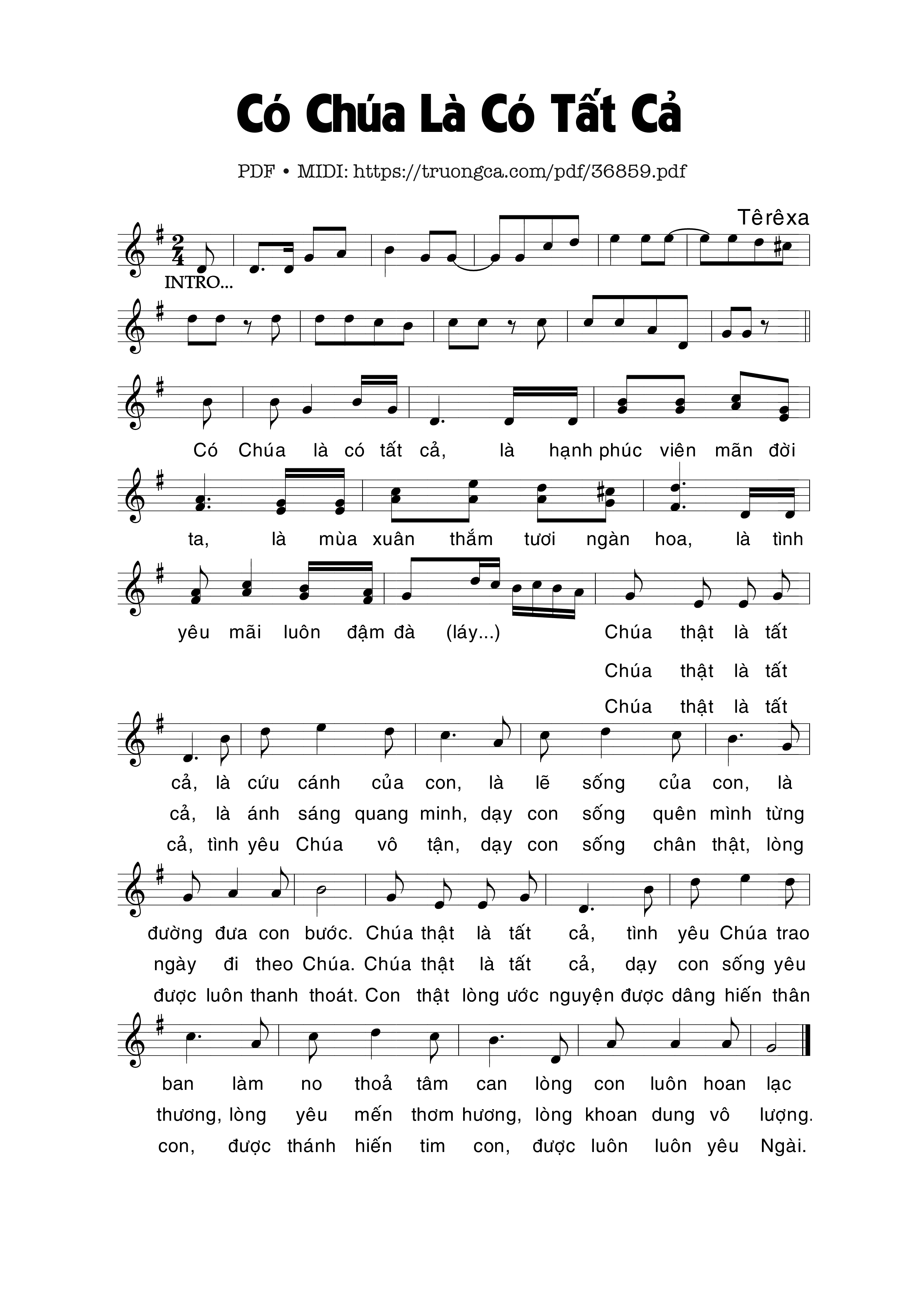 Page 1 of Sheet music PDF Có Chúa Là Có Tất Cả - Têrêsa