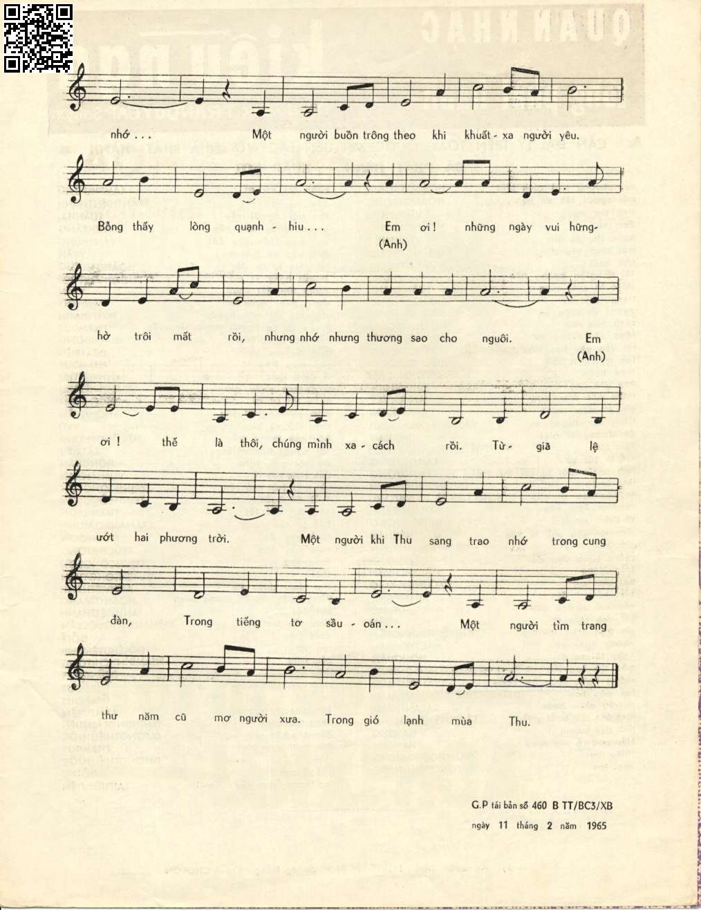Page 3 of Sheet music PDF Một người lên xe hoa - Hoàng Trọng