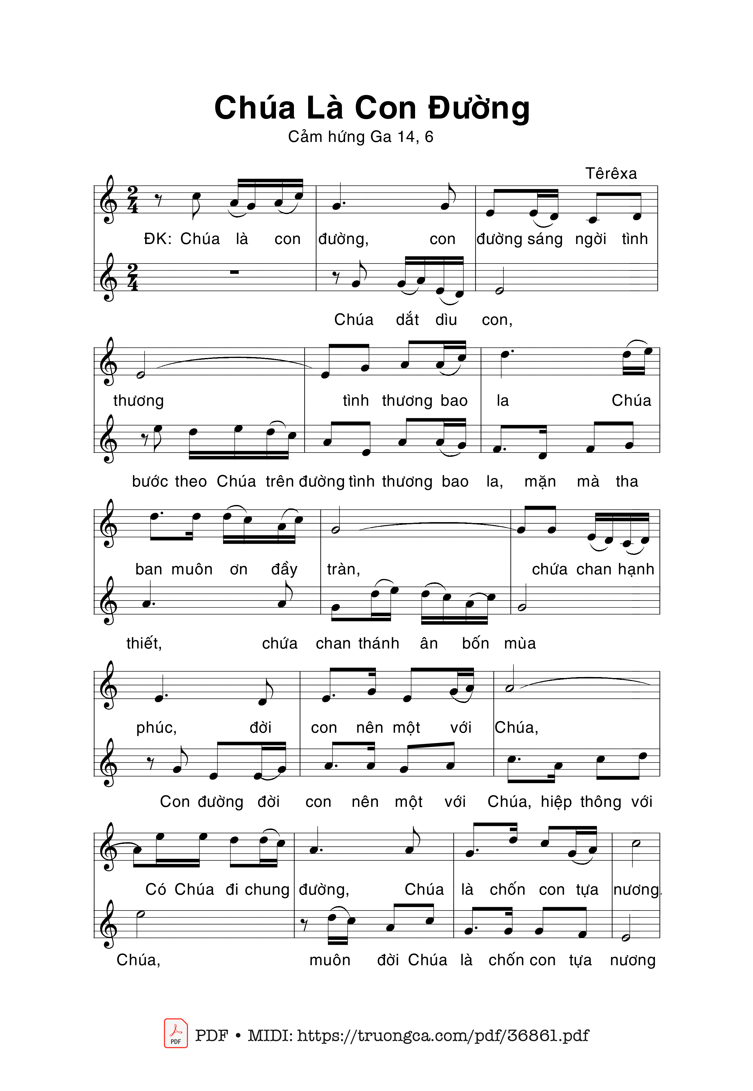 Page 1 of Sheet music PDF Chúa Là Con Đường -  Têrêsa