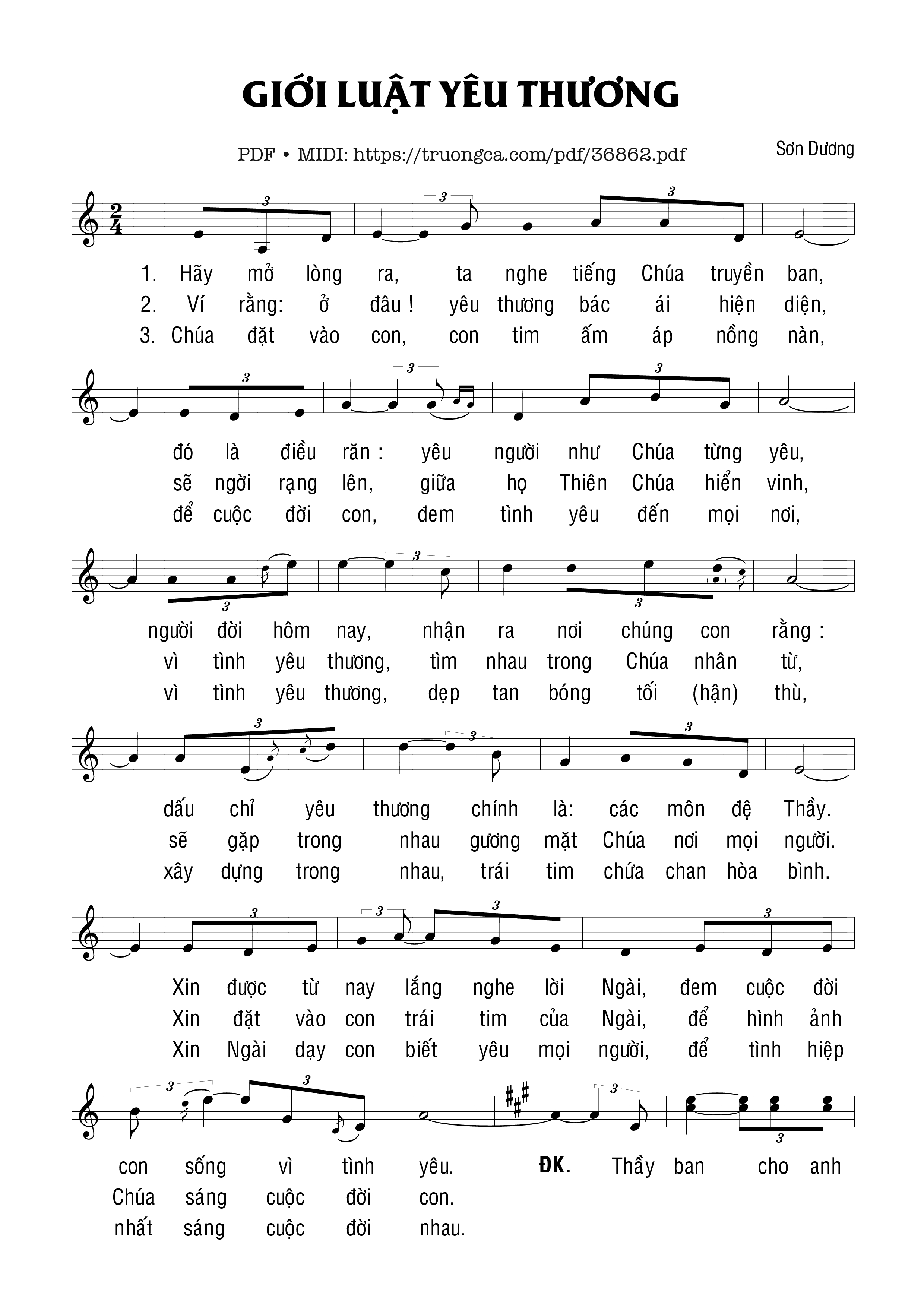 Page 1 of Sheet music PDF Giới Luật Yêu Thương - Sơn Dương