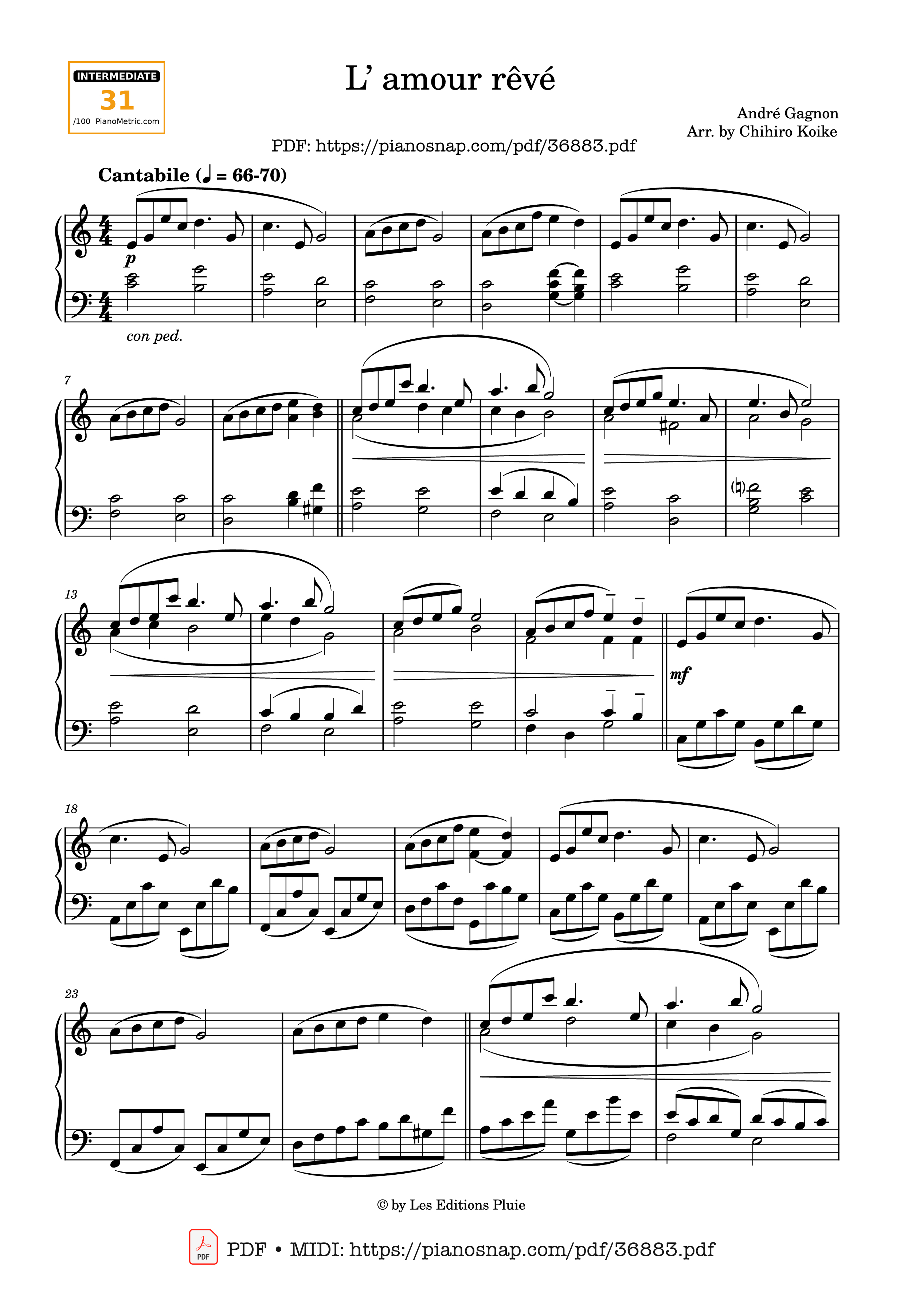 Page 1 of Sheet music PDF Piano L