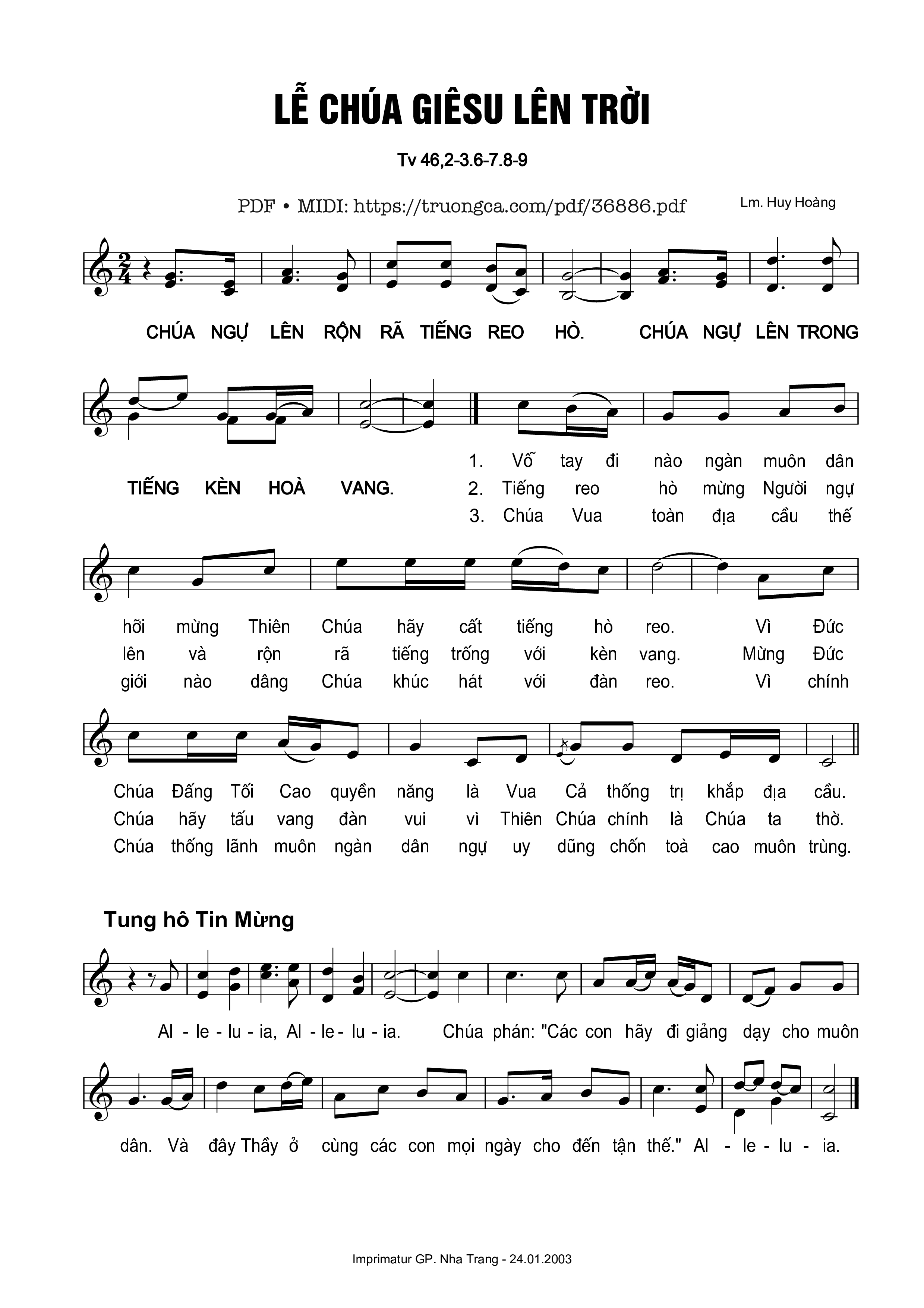 Page 1 of Sheet music PDF Thánh Vịnh 46, Lễ Chúa Giêsu Lên Trời - Huy Hoàng
