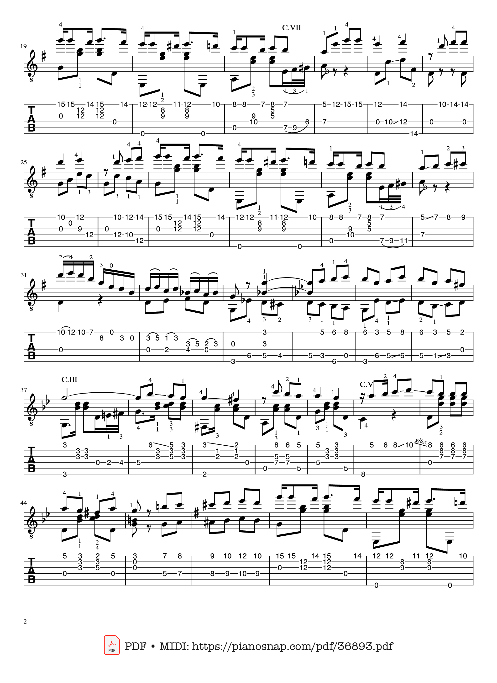 Page 2 of Sheet music PDF Tango di A. De Bassi Guitar TAB - Arr.by Pedro Antonio Iparraguirre (1879-1931