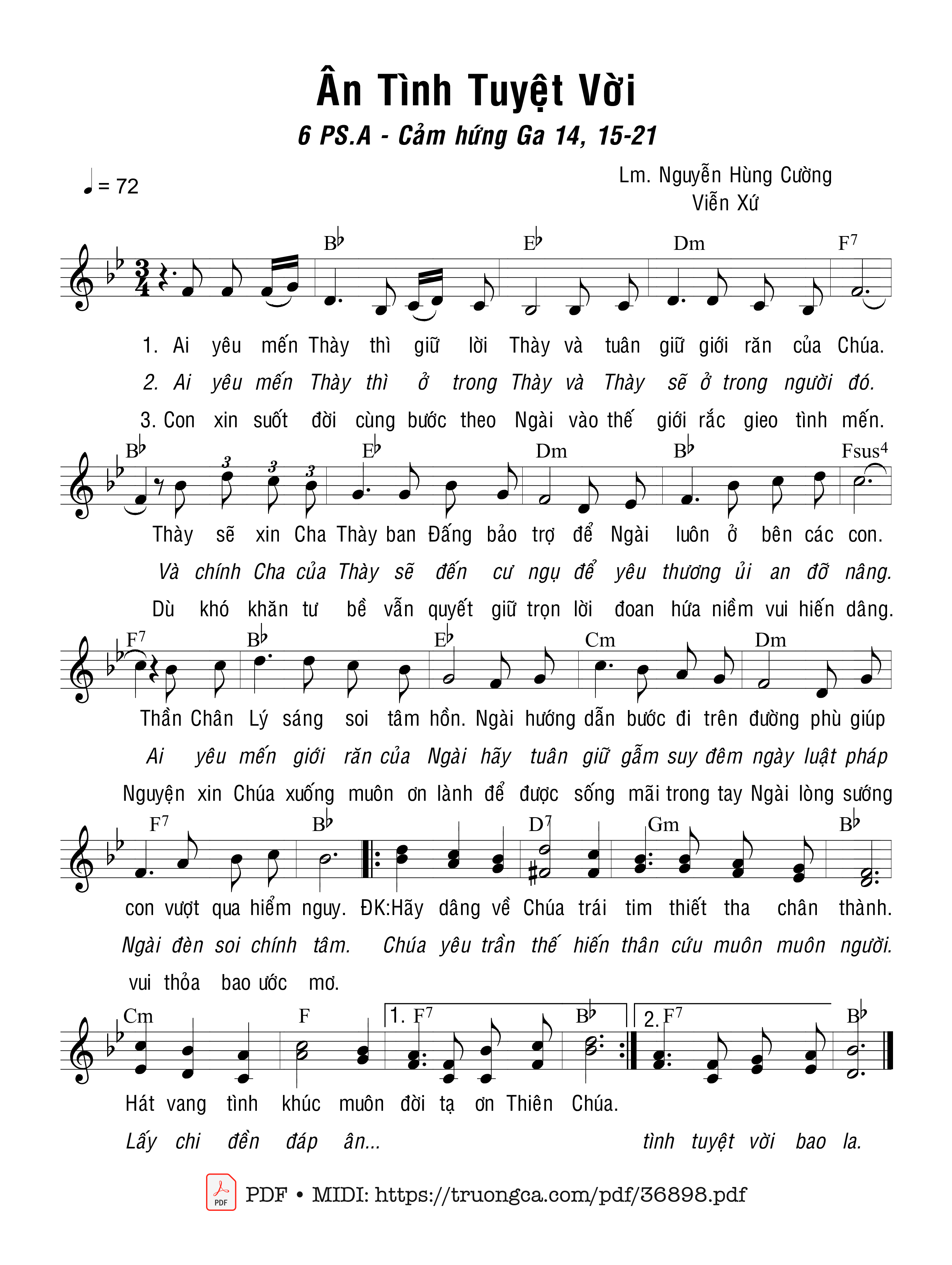 Page 1 of Sheet music PDF Ân Tình Tuyệt Vời - Nguyễn Hùng Cường &Amp; Viễn Xứ