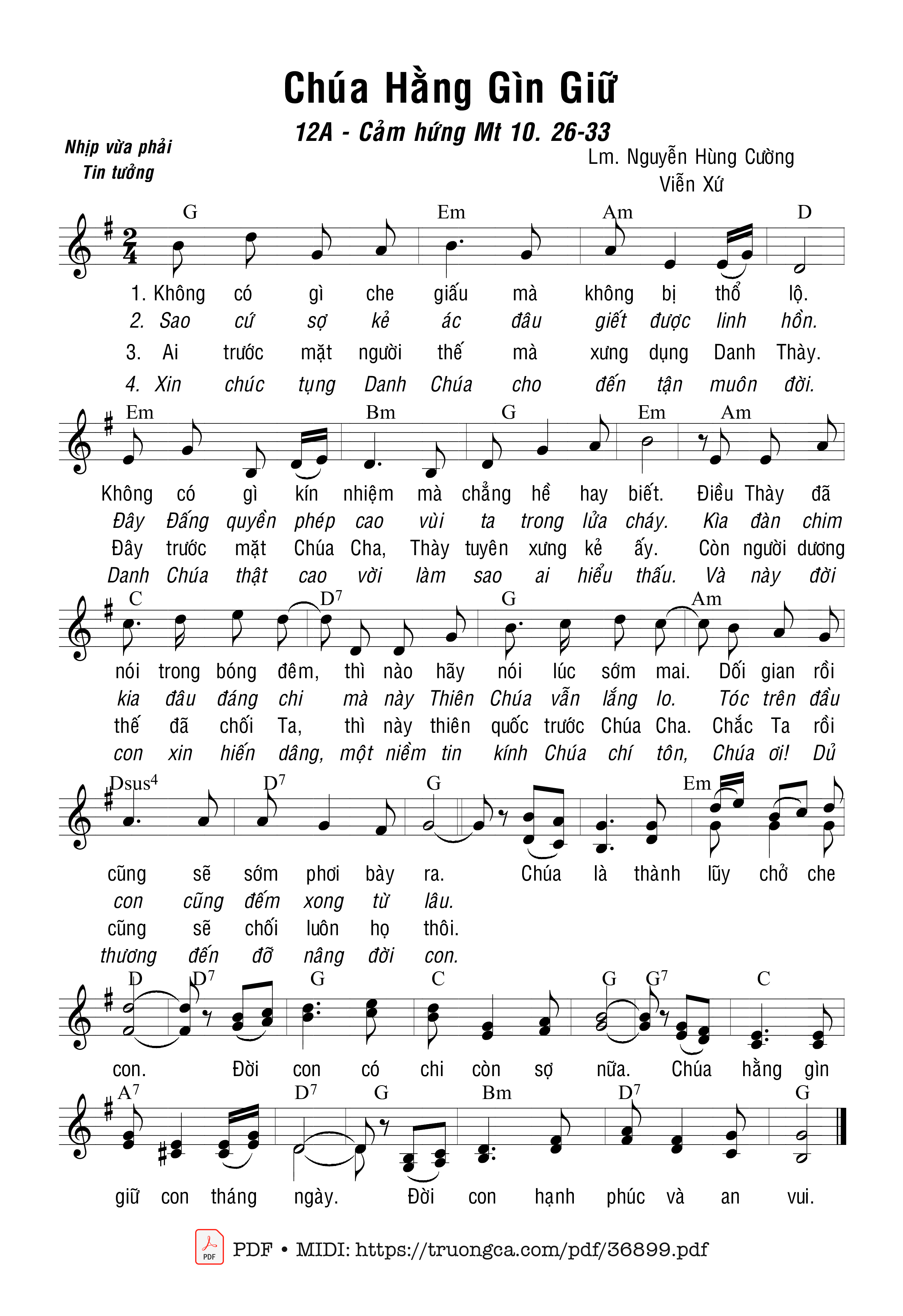 Page 1 of Sheet music PDF Chúa Hằng Gìn Giữ - Nguyễn Hùng Cường &Amp; Viễn Xứ