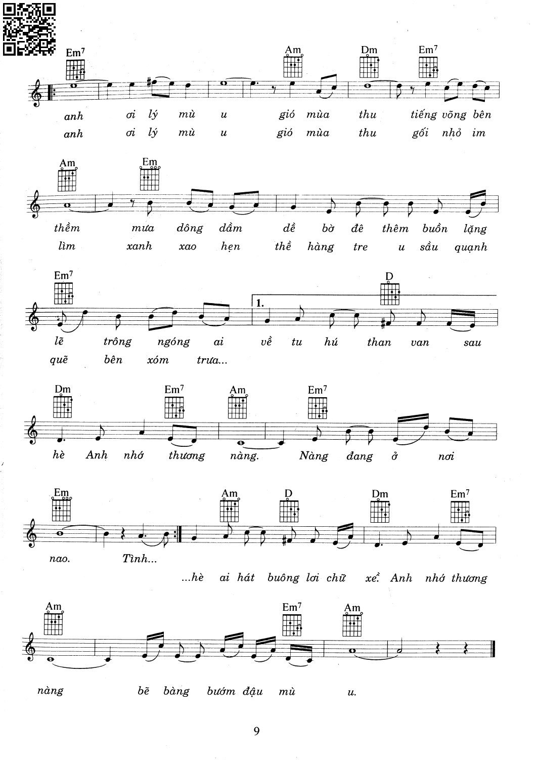 Page 2 of Sheet music PDF Bẽ bàng bướm đậu mù u - Trương Quang Tuấn