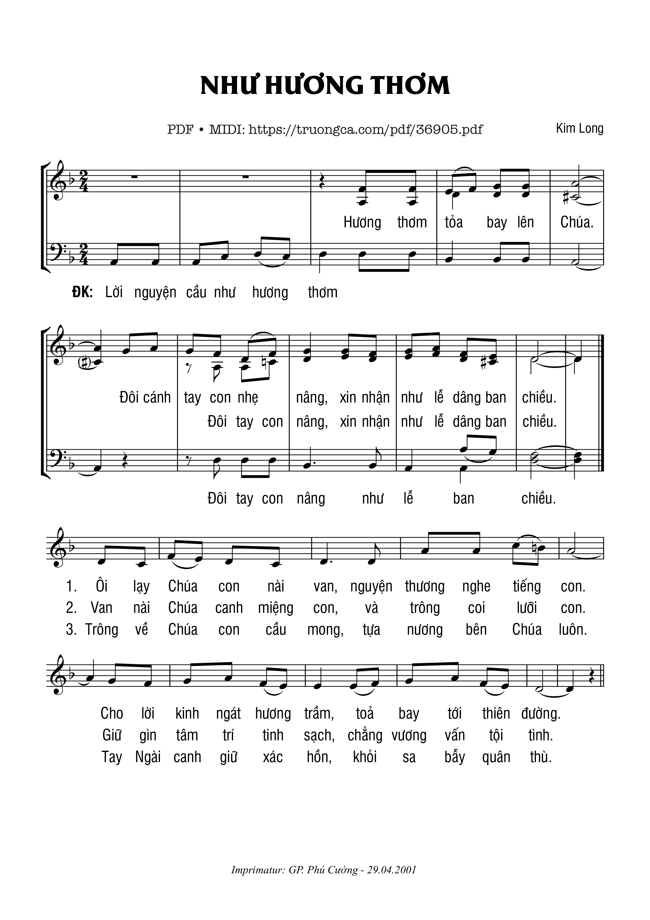 Page 1 of Sheet music PDF Như Hương Thơm - Kim Long