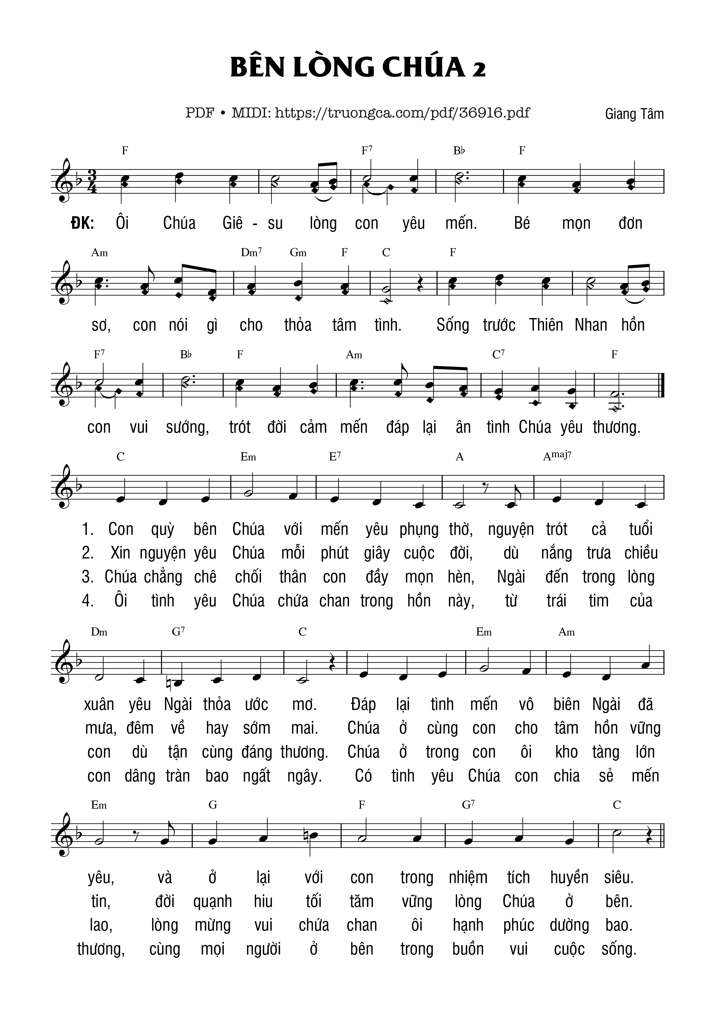 Page 1 of Sheet music PDF Bên Lòng Chúa 2 - Giang Tâm