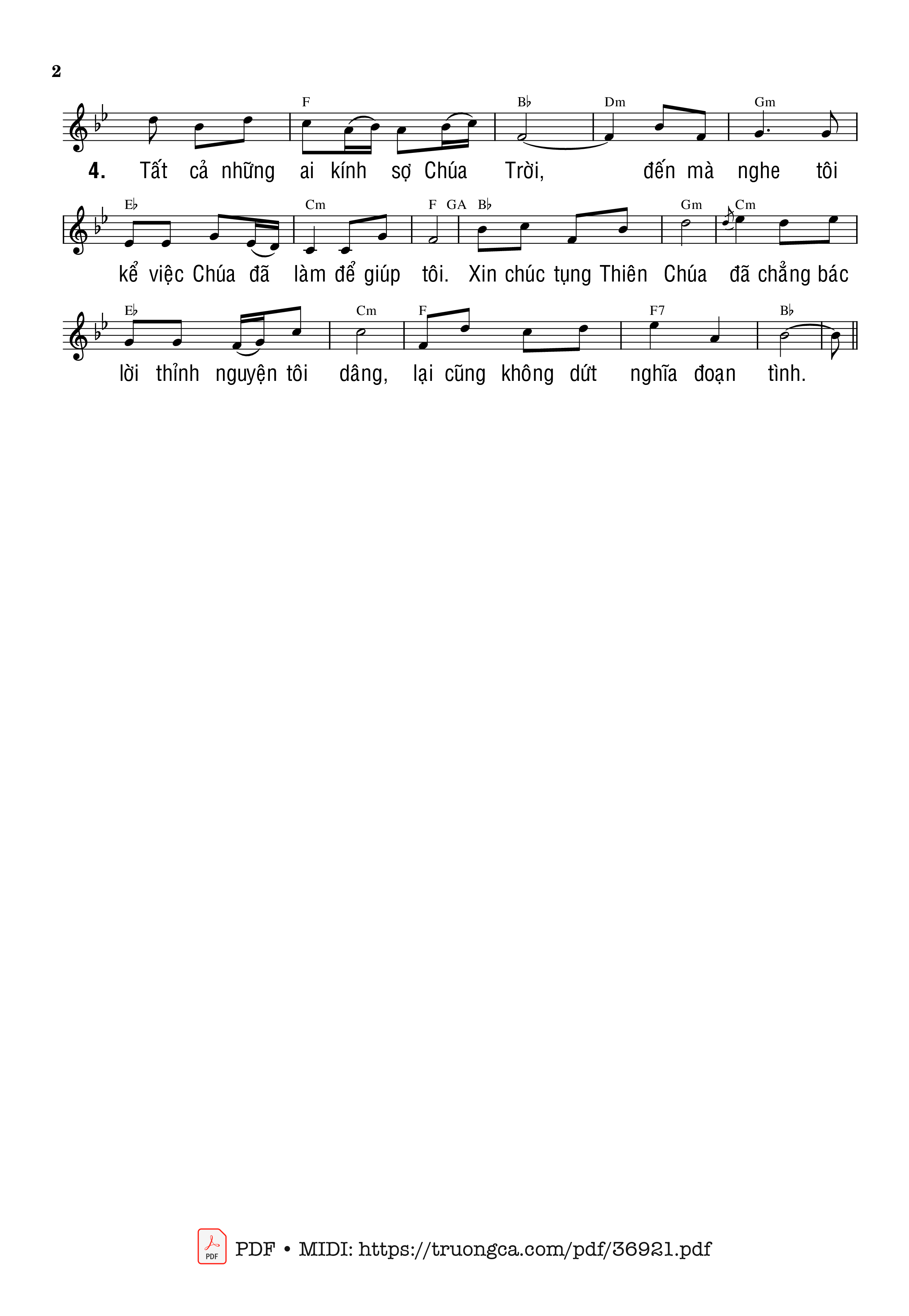 Page 2 of Sheet music PDF Thánh Vịnh 65, Cả Trái Đất Hãy Tung Hô - Phùng Minh Mẫn