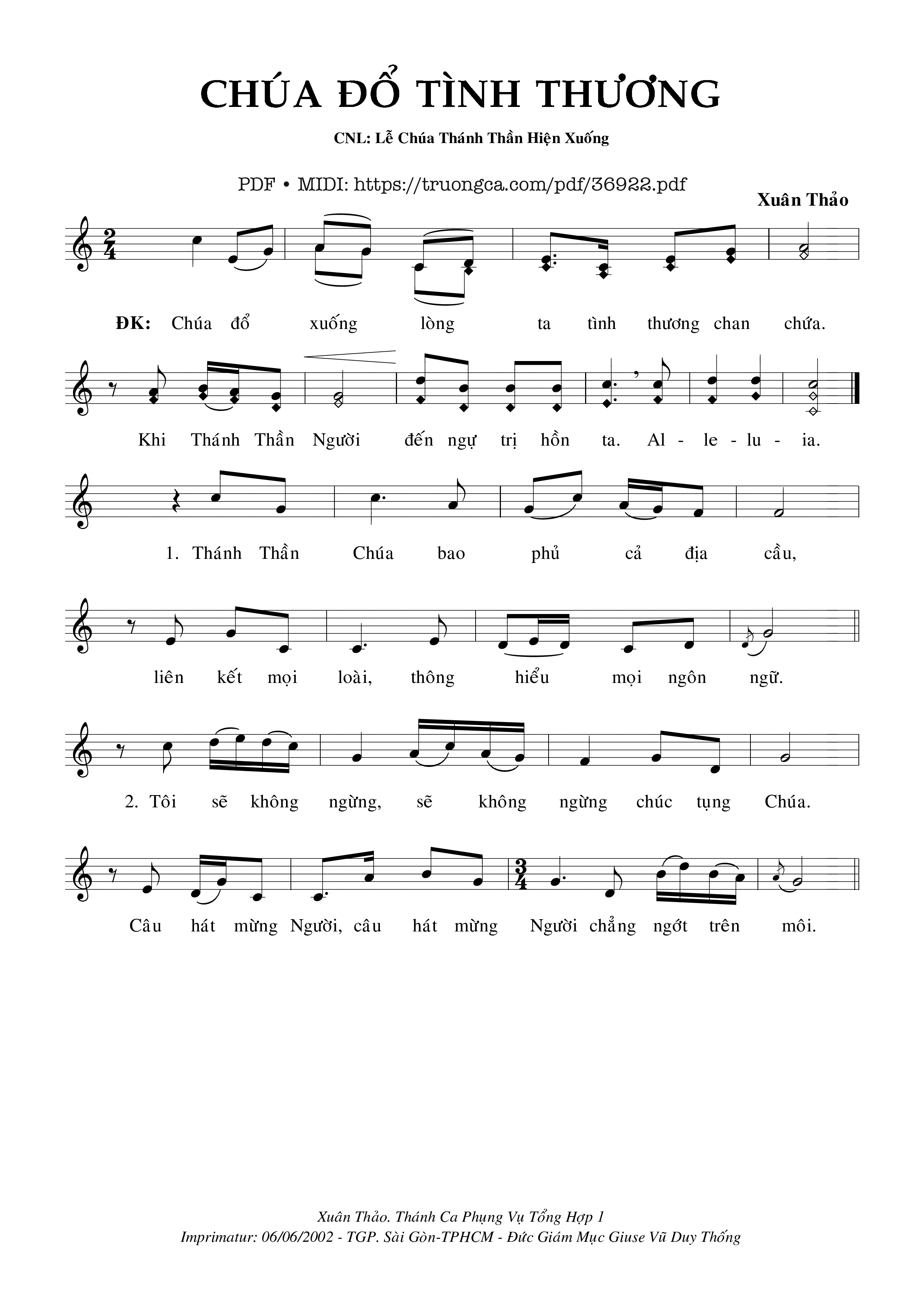 Page 1 of Sheet music PDF Chúa Đổ Tình Thương - Xuân Thảo