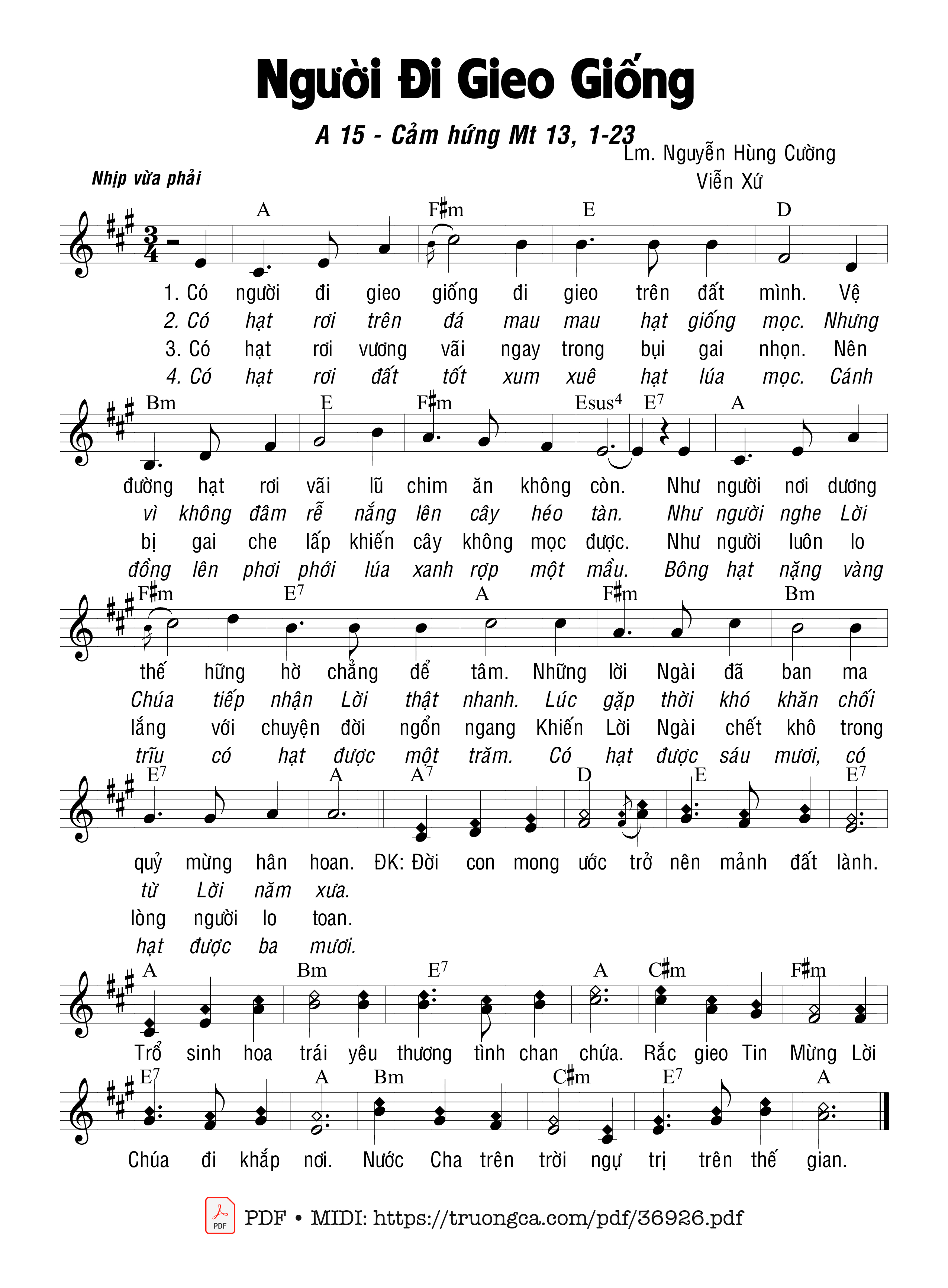 Page 1 of Sheet music PDF Người Đi Gieo Giống - Nguyễn Hùng Cường &Amp; Viễn Xứ