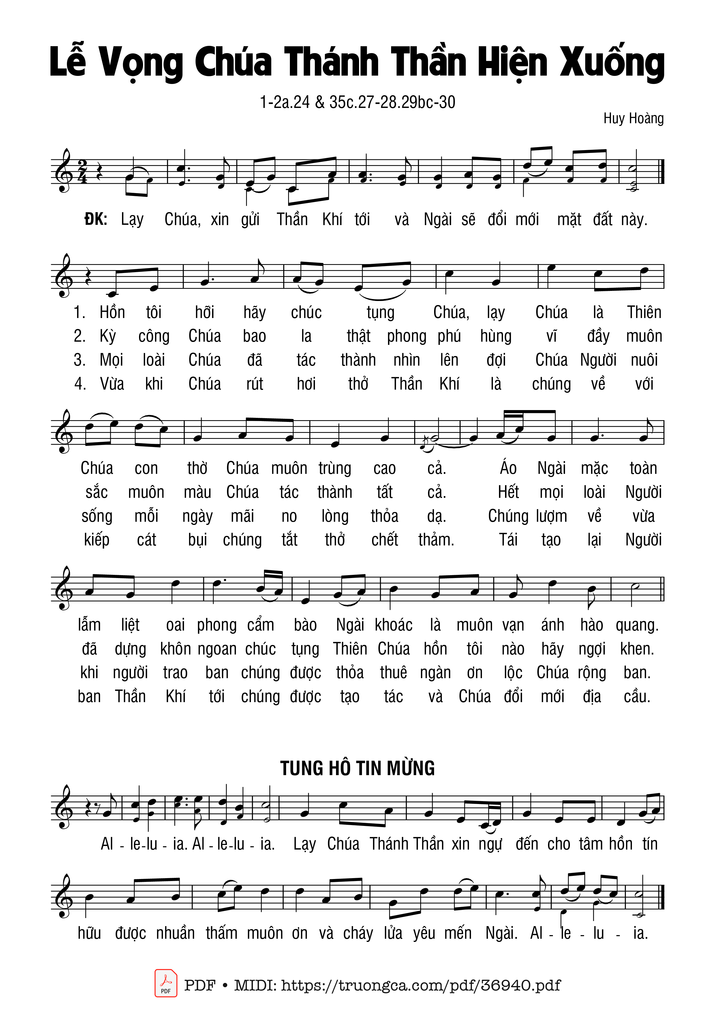 Page 1 of Sheet music PDF Lễ Vọng Chúa Thánh Thần Hiện Xuống - Huy Hoàng